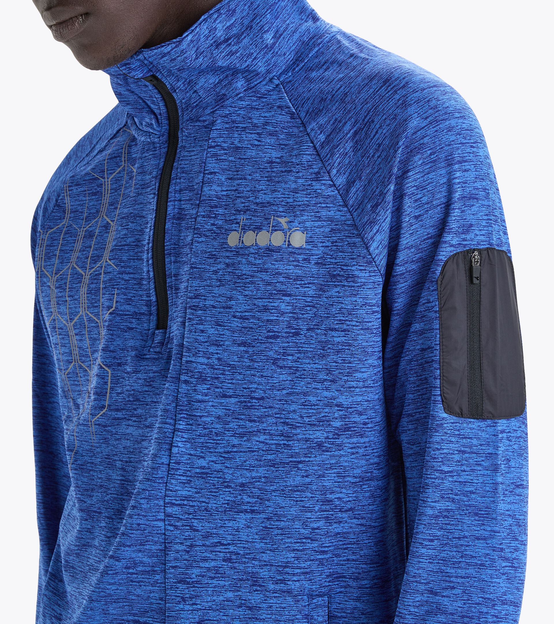 Camiseta de manga larga para correr 1/2 cremallera - Hombre WARM UP WINTER SWEAT BE ONE AZUL MAR TURCO - Diadora