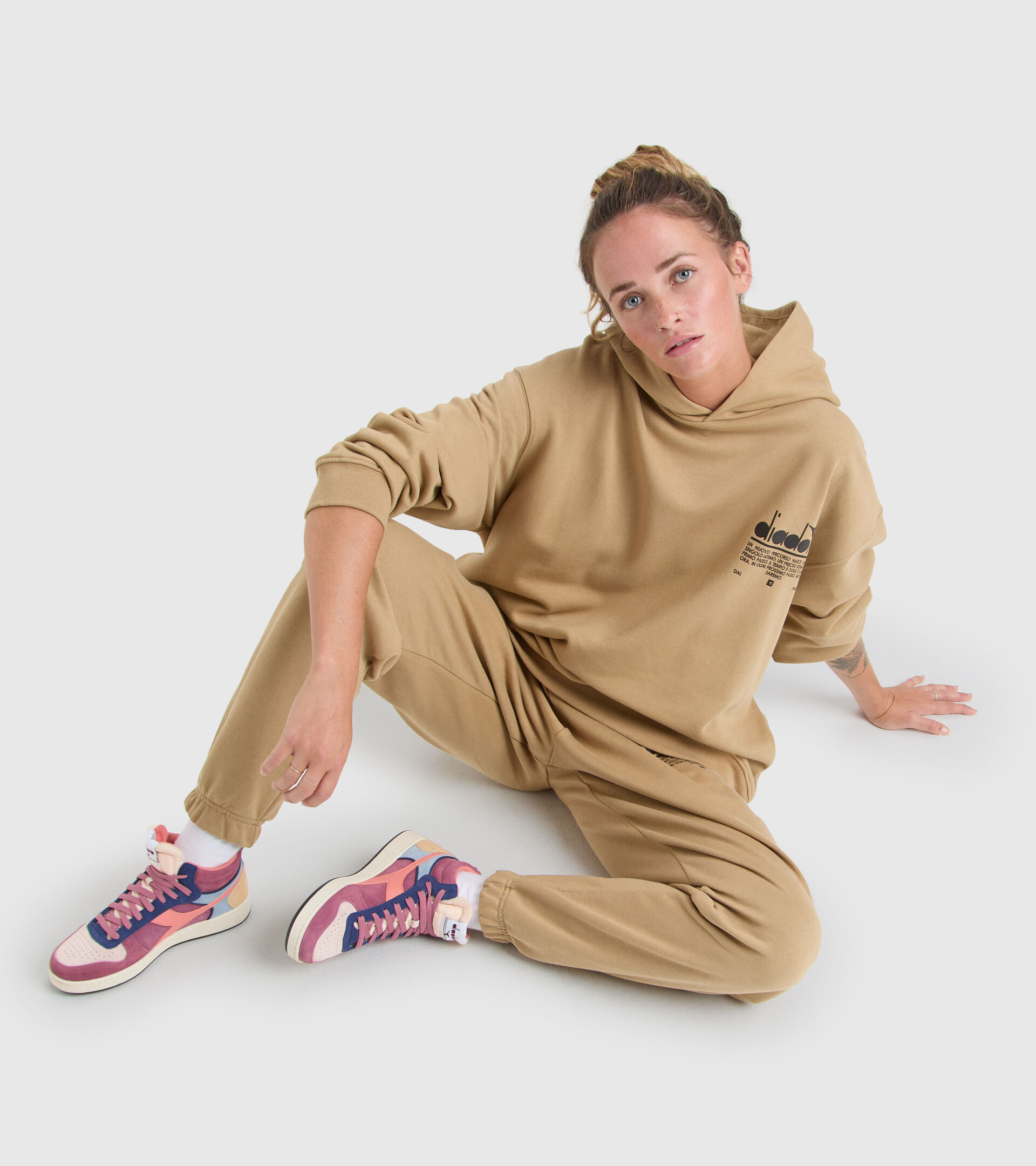 Cotton hooded sweatshirt - Unisex HOODIE MANIFESTO BEIGE TAN - Diadora