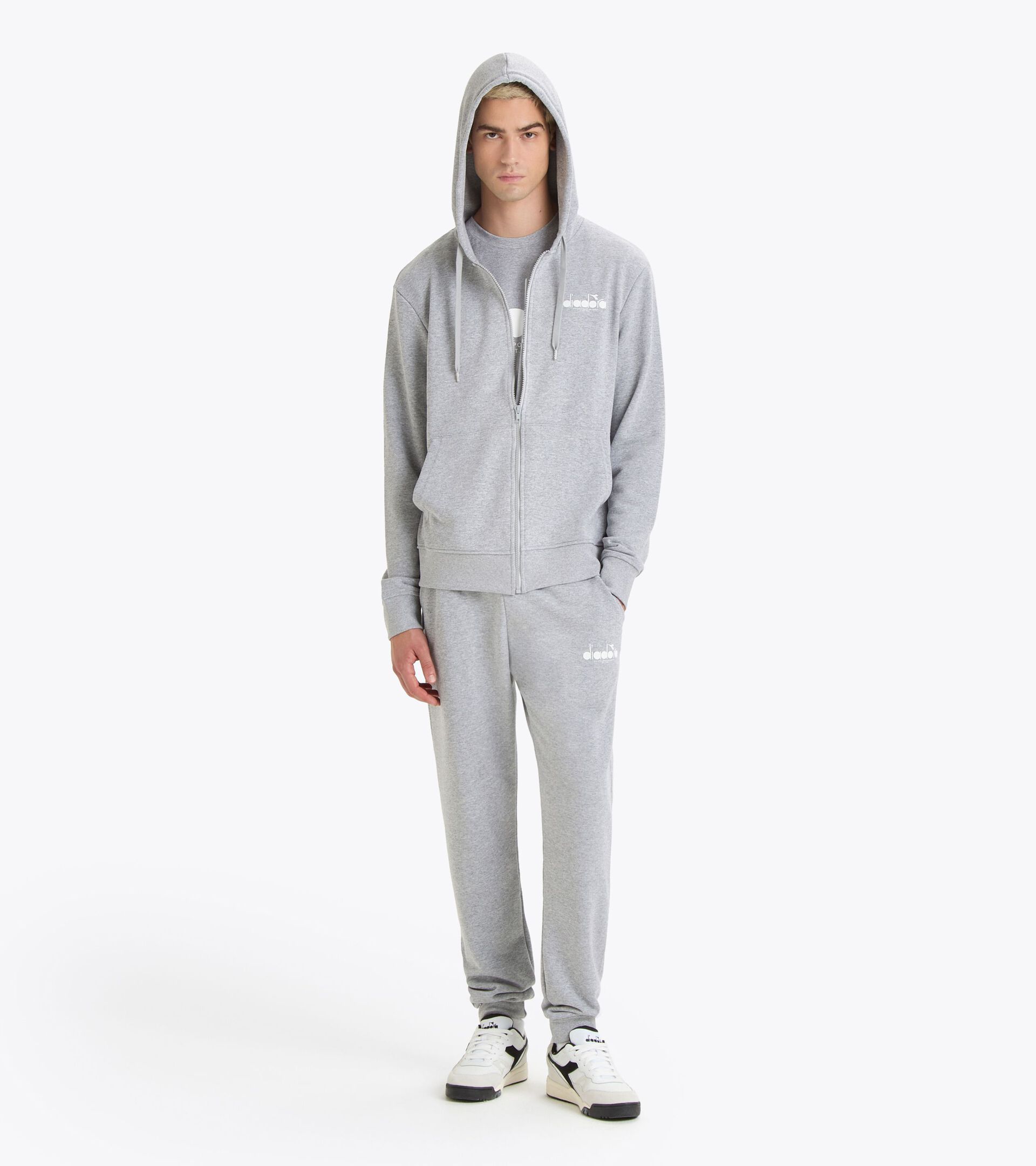Zipped hoodie - All-Gender HOODIE FZ LOGO HIGH RISE MELANGE - Diadora