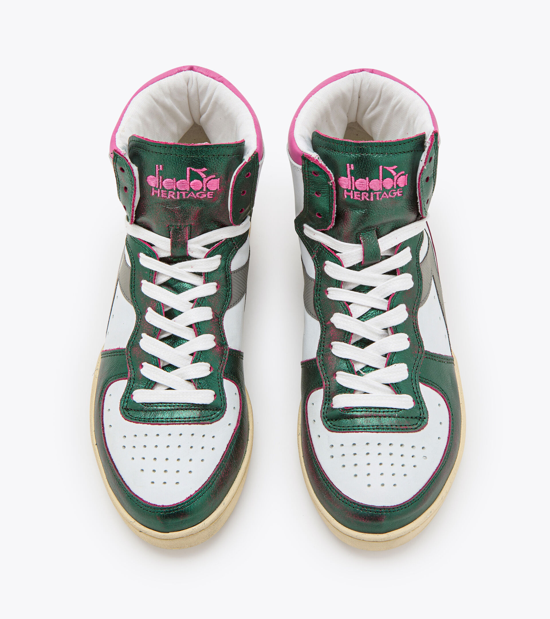 Heritage shoes - Unisex MI BASKET METAL MIX USED WHITE/GREEN - Diadora