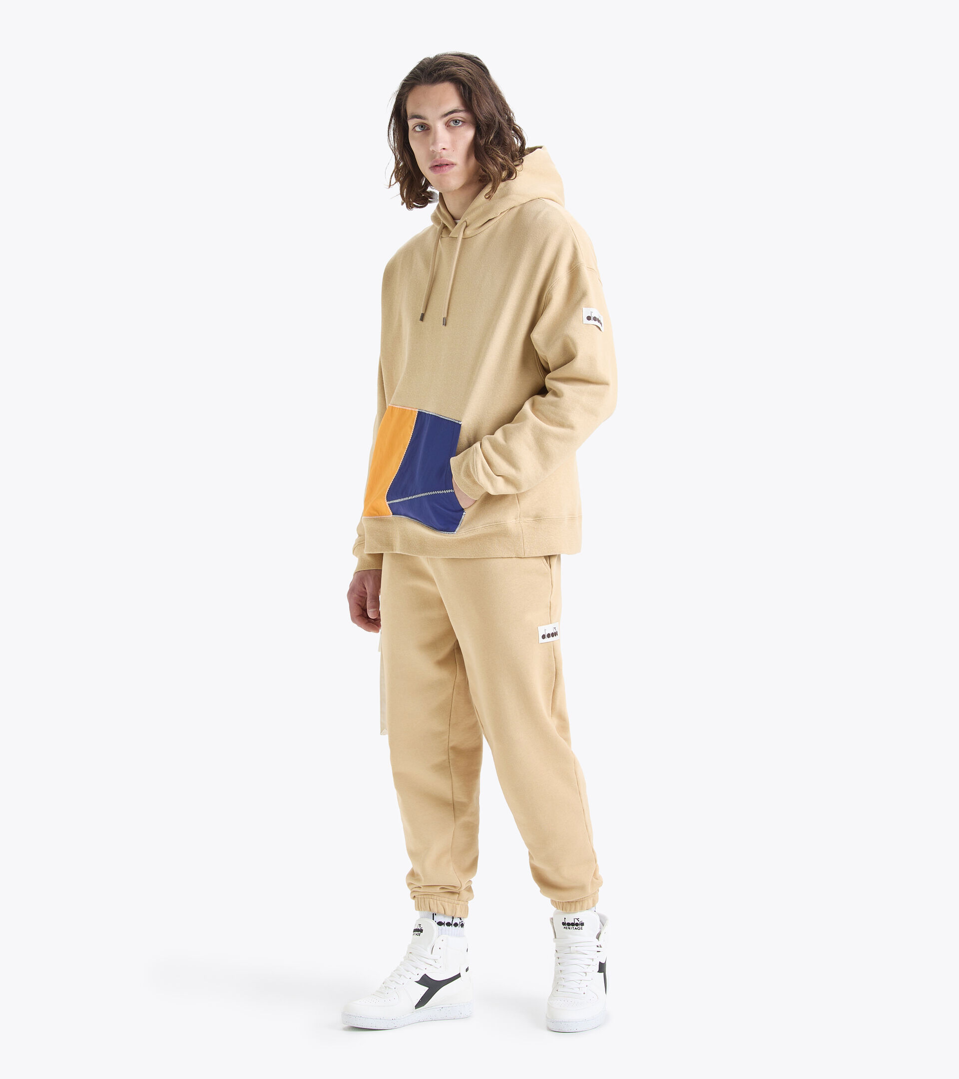 Sweatshirt mit Kapuze - Made in Italy - Herren HOODIE 2030 WARM SAND - Diadora