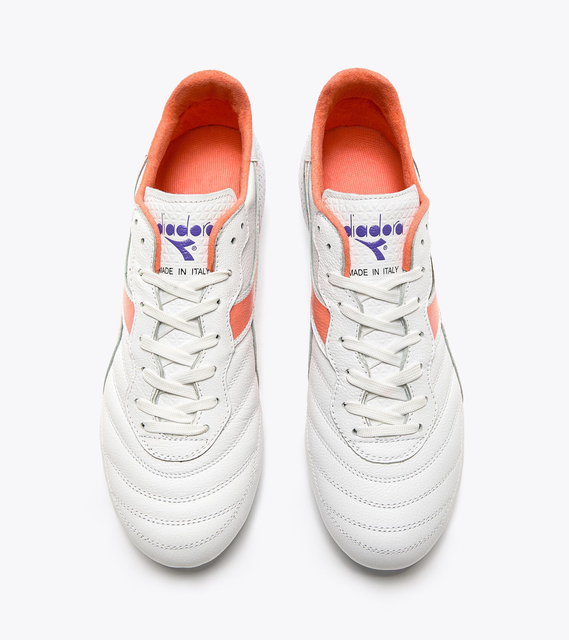 Calcio boots for firm grounds - Made in Italy - Gender Neutral BRASIL ITALY OG GR LT+ MDPU WHITE/FRESH SALMON - Diadora