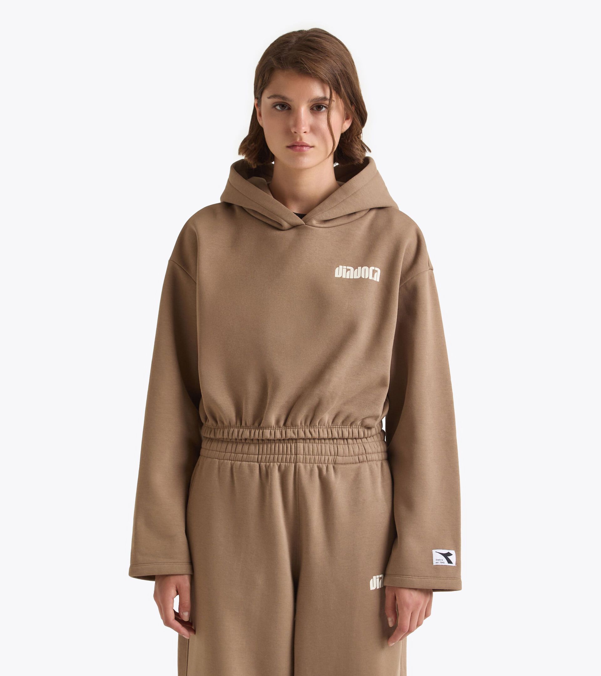 Cropped hoodie - Women's
 L. HOODIE ATHL. LOGO SEPIA TINT - Diadora