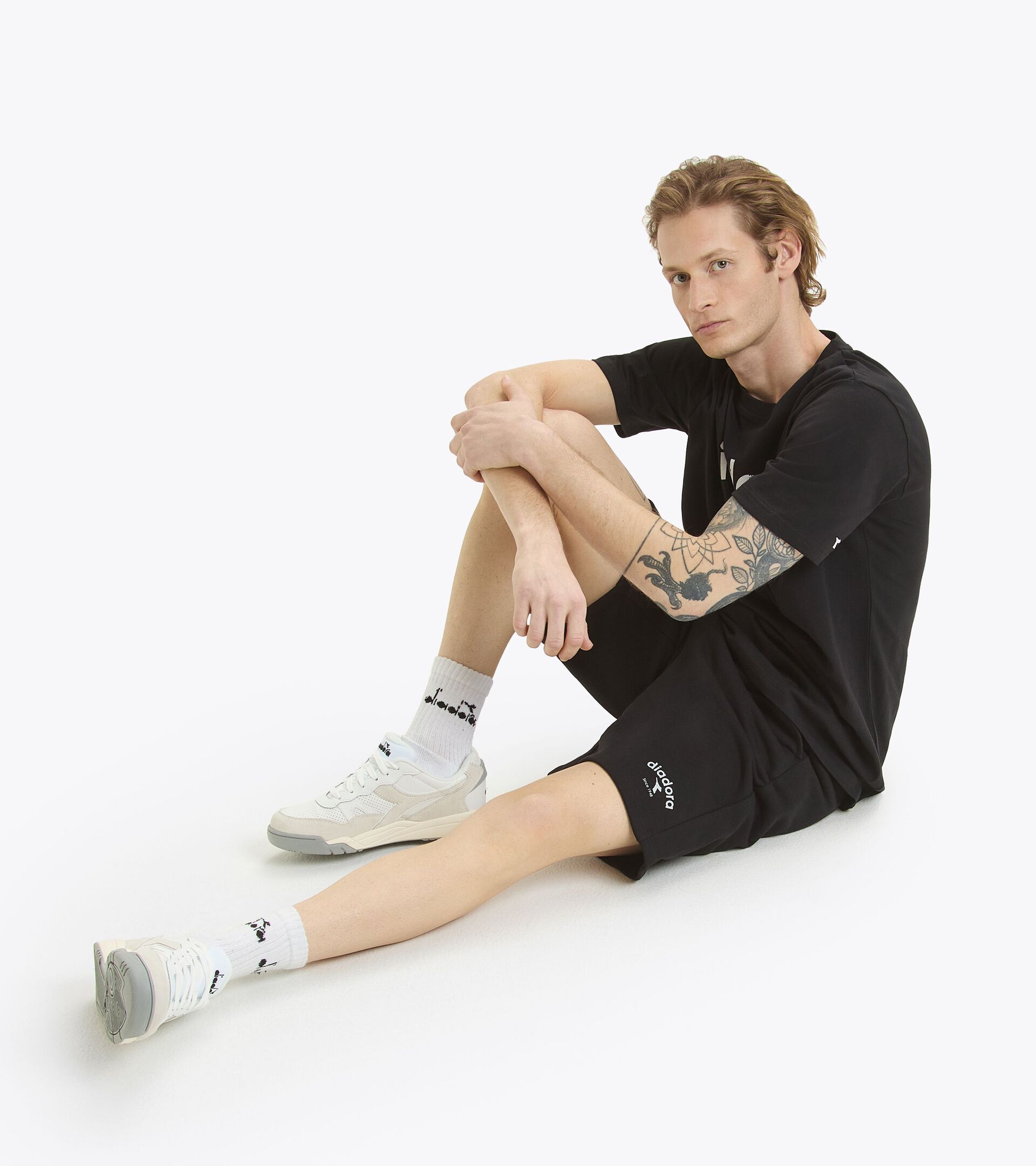 Short en coton french terry - Genre Neutre BERMUDA ATHL. LOGO NOIR - Diadora