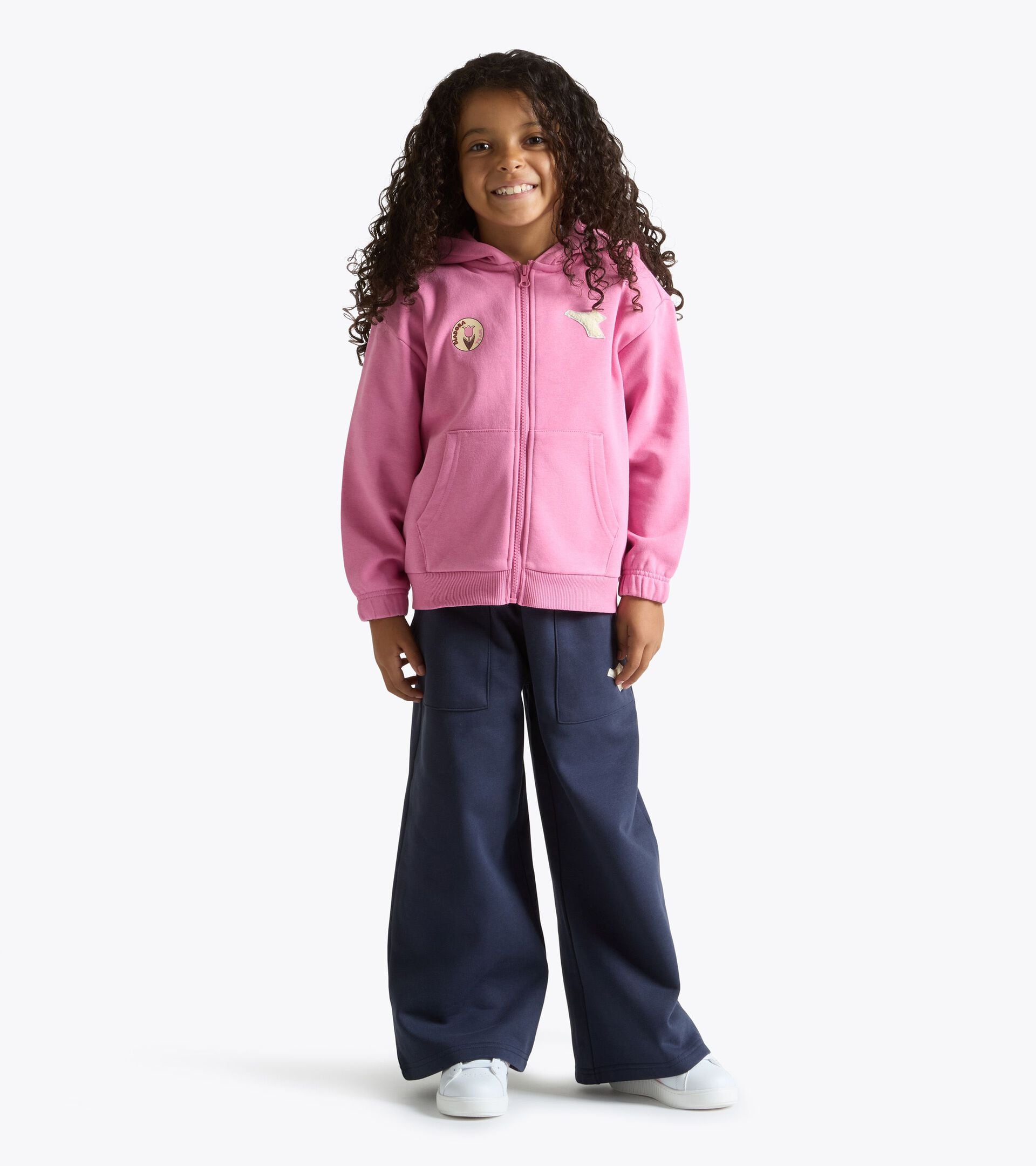 Cotton-look tracksuit - Regular/Relaxed fit - Girls JG. TRACKSUIT HD FZ LOGO (BR) BLUE DENIM - Diadora