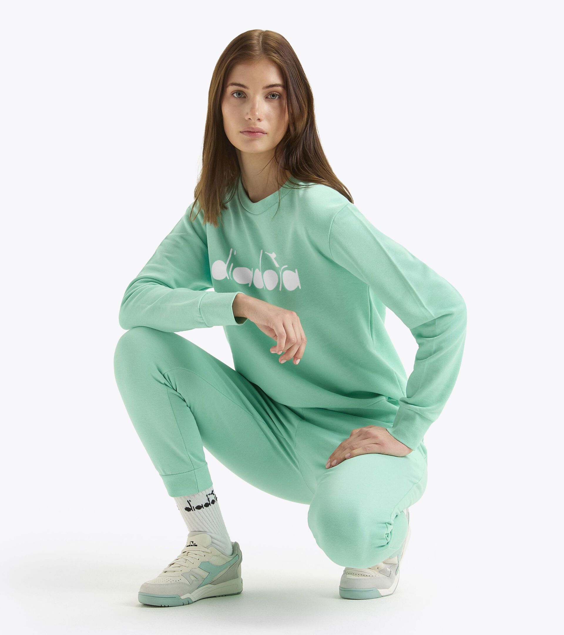 Felpa sportiva - Made in Italy - Gender Neutral SWEATSHIRT CREW LOGO VERDE NEON - Diadora