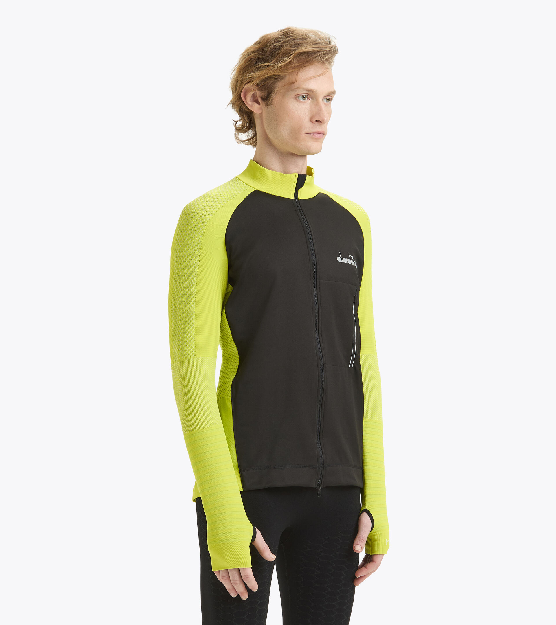 Italian-made running jacket - Men HIDDEN POWER JACKET GREEN SPRING - Diadora