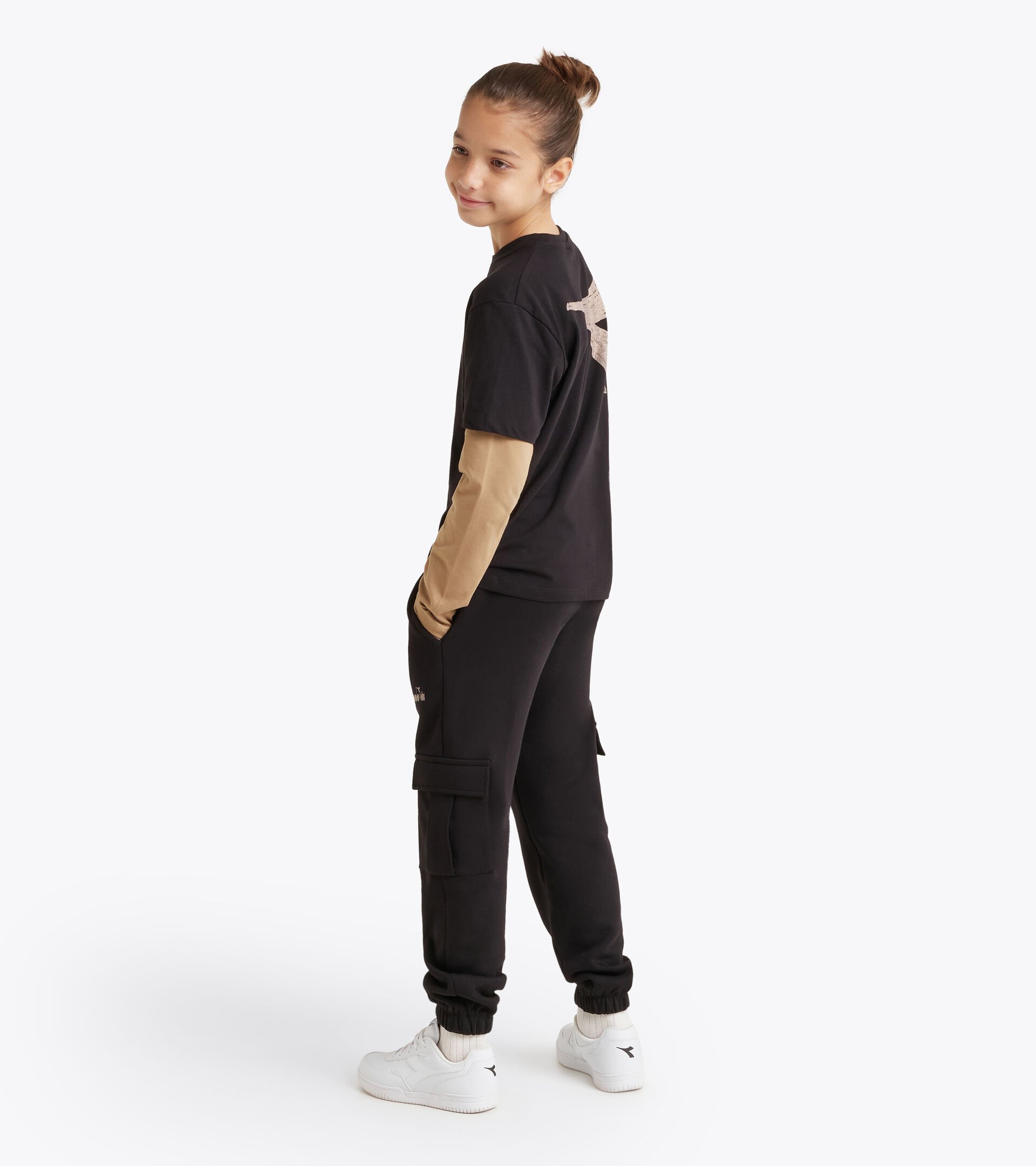 Long sleeved shirt - Boy JB. T-SHIRT LS FRIENDLY TEAM BLACK - Diadora