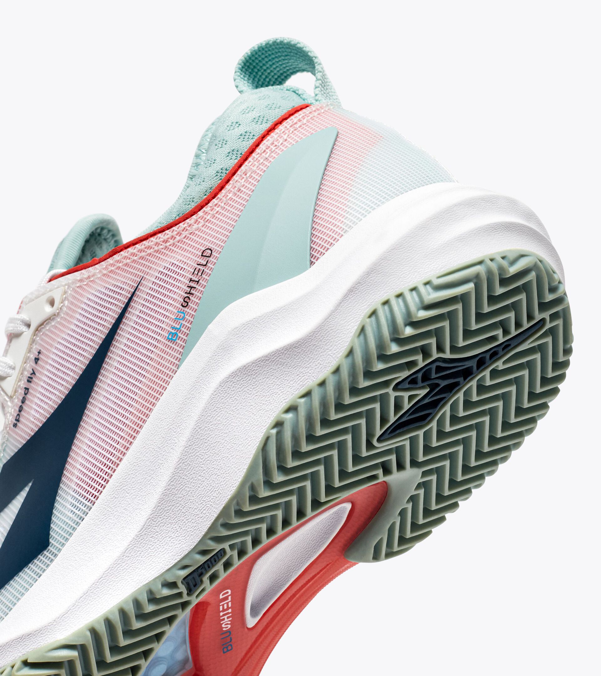 Tennis shoes for hard surfaces or clay - Women SPEED BLUSHIELD FLY 4 + W AG WHITE/LEGION BLUE/SURF SPRAY - Diadora