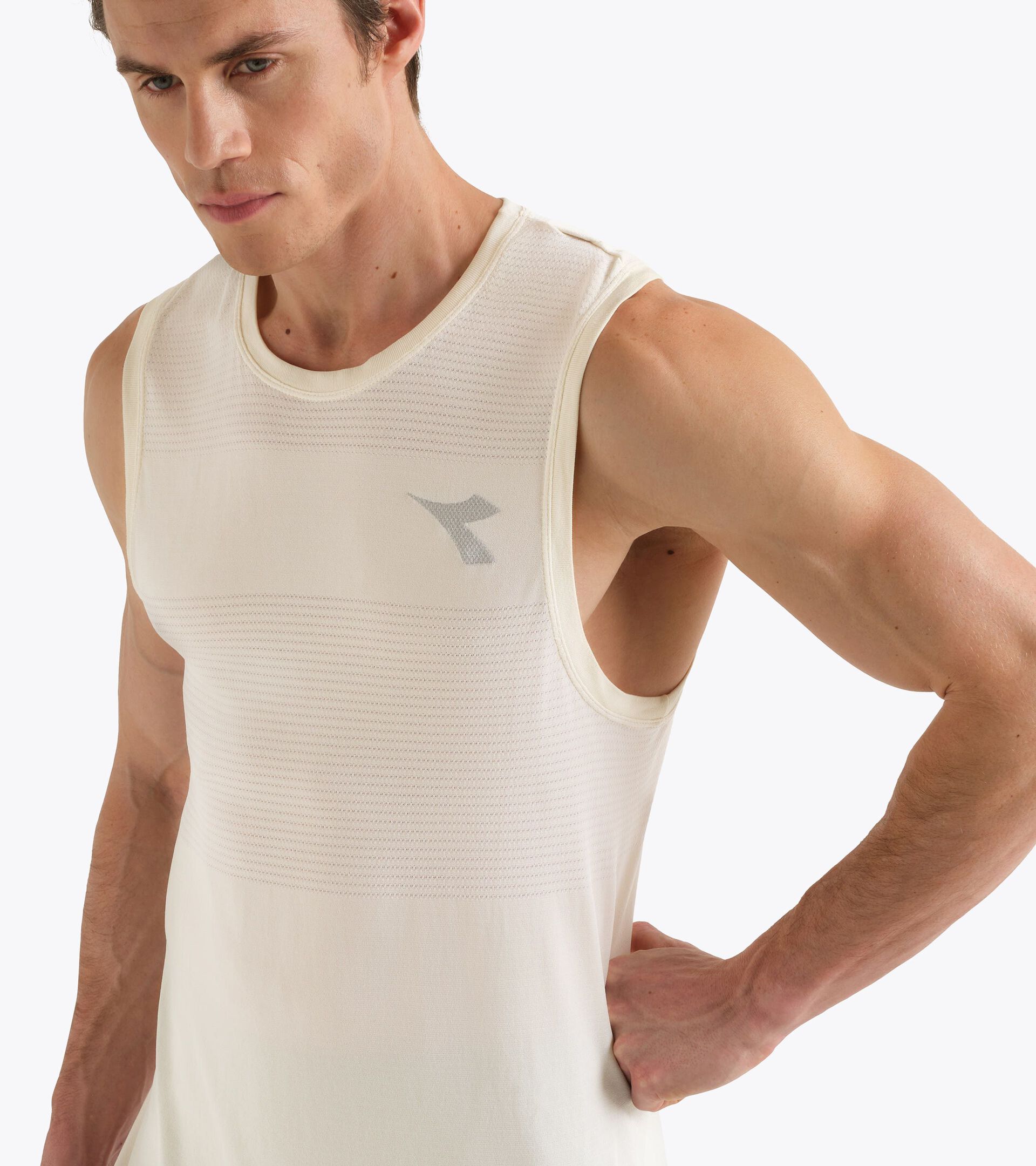 Technical tank top  for temperature control -  Running - Men&rsquo;s TANK STRATOUNO WINTER WHITE - Diadora