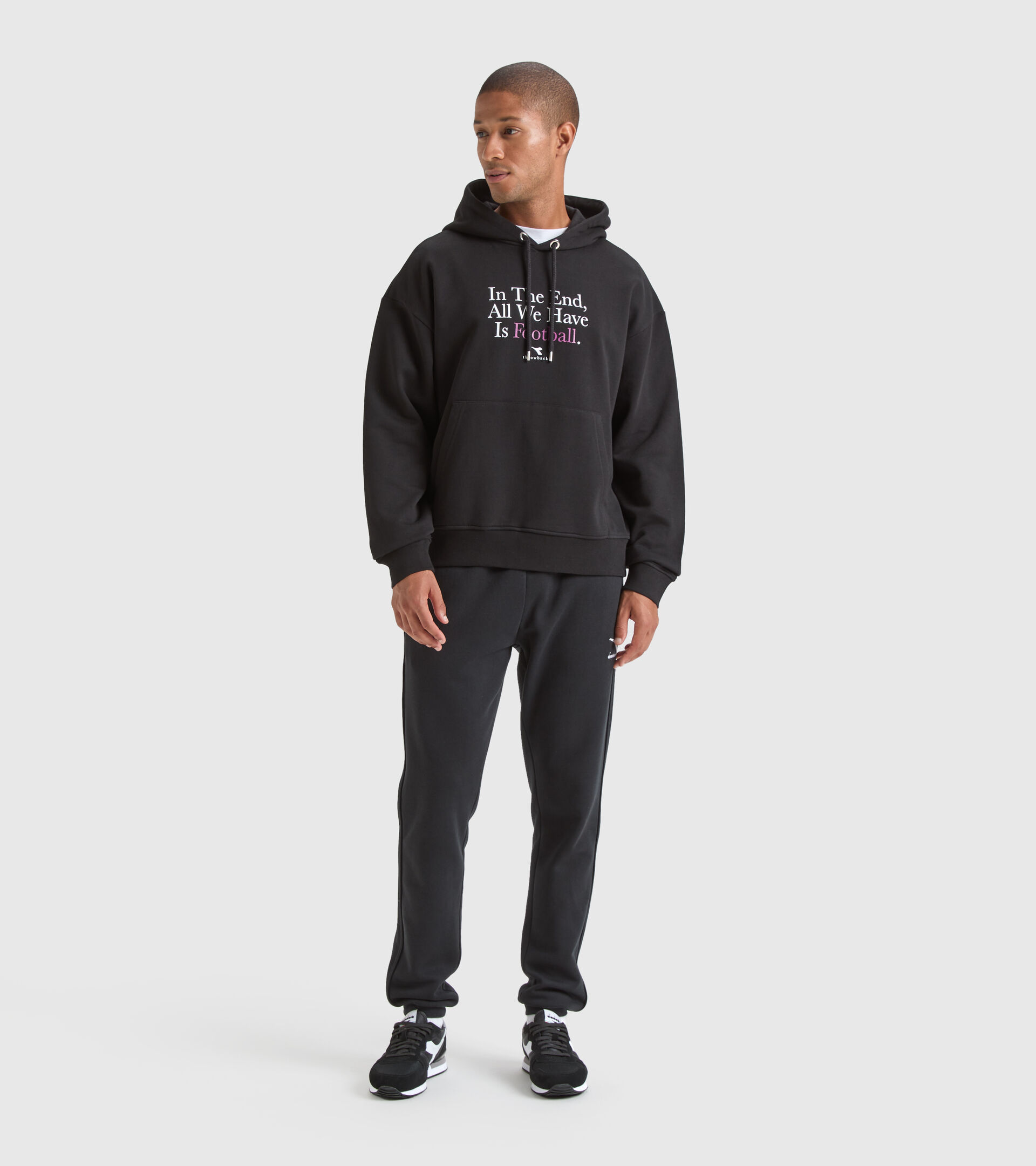 Felpa sportiva Throwback - Unisex HOODIE MESSAGE NERO - Diadora