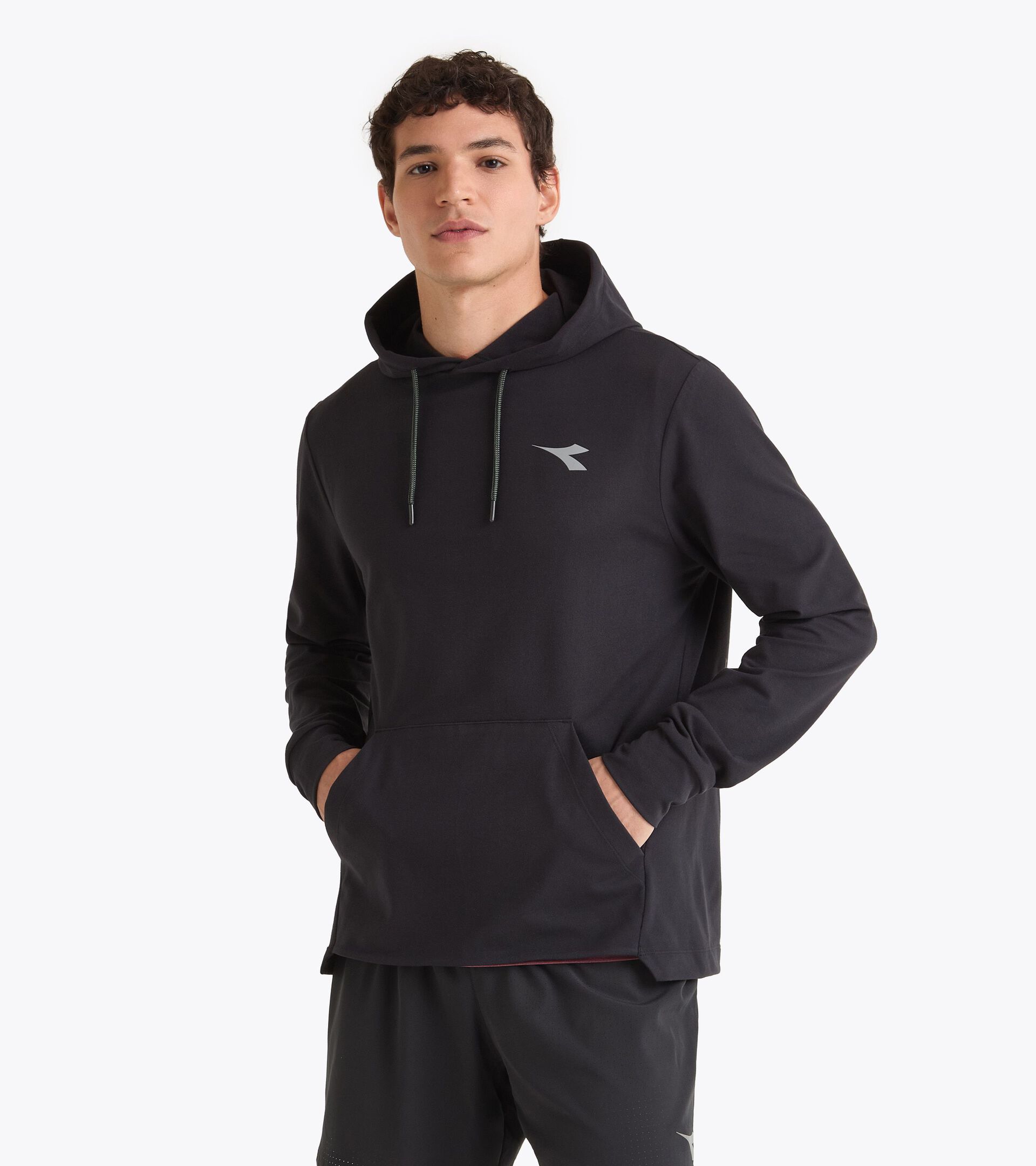 Sudadera de punto para después de entrenar§Hombre JERSEY PULLOVER HOODIE RUN CREW NEGRO - Diadora