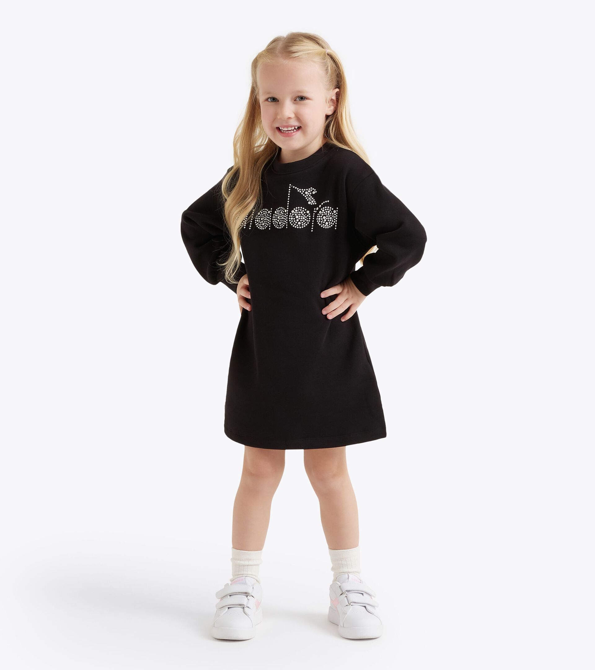 Kleid aus Sweatstoff - Mädchen JG. DRESS RHINESTONE TD SCHWARZ - Diadora
