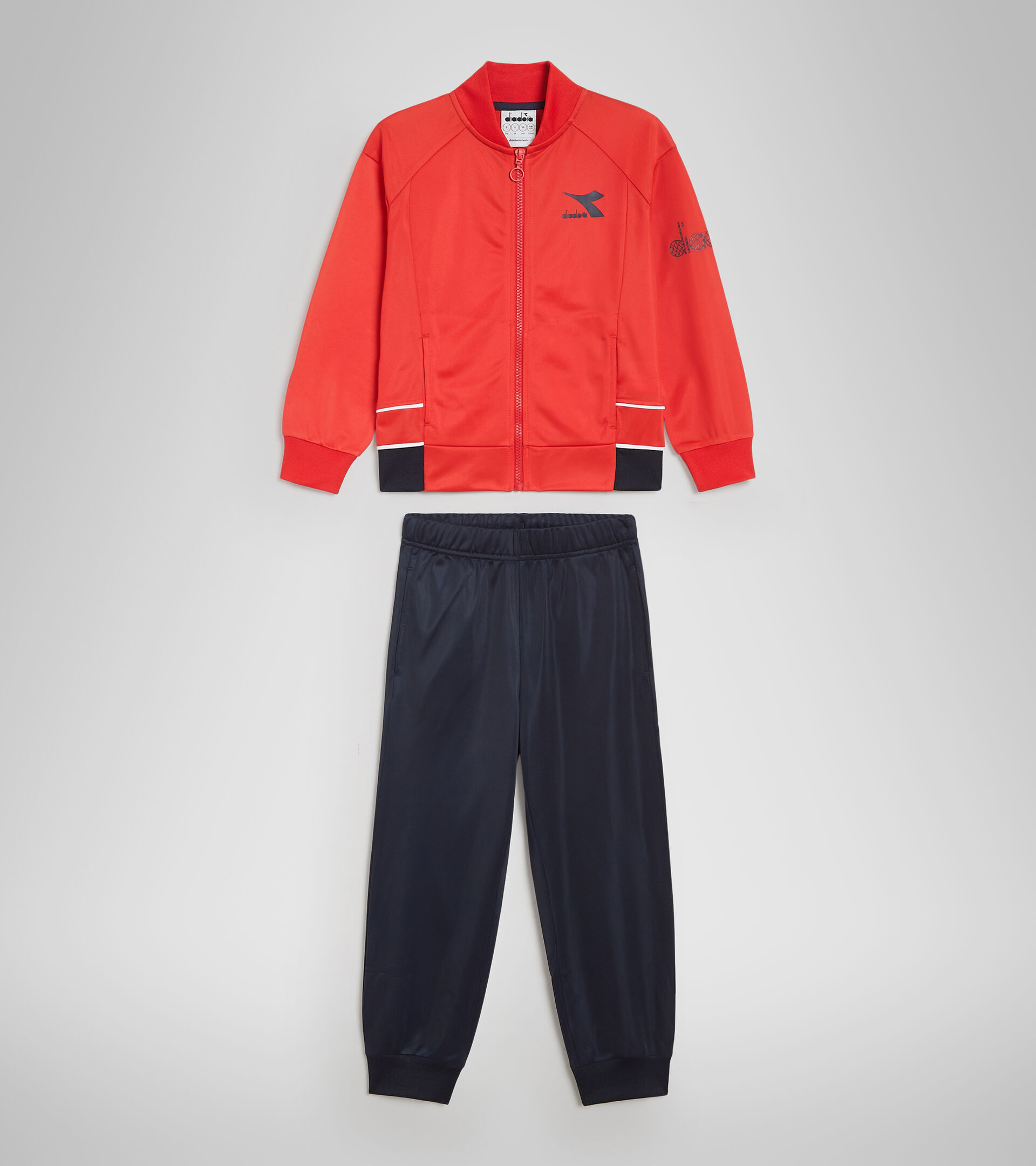 Polyknit sports tracksuit - Boy’s JB.TRACKSUIT FZ DIADORA FC POPPY RED - Diadora