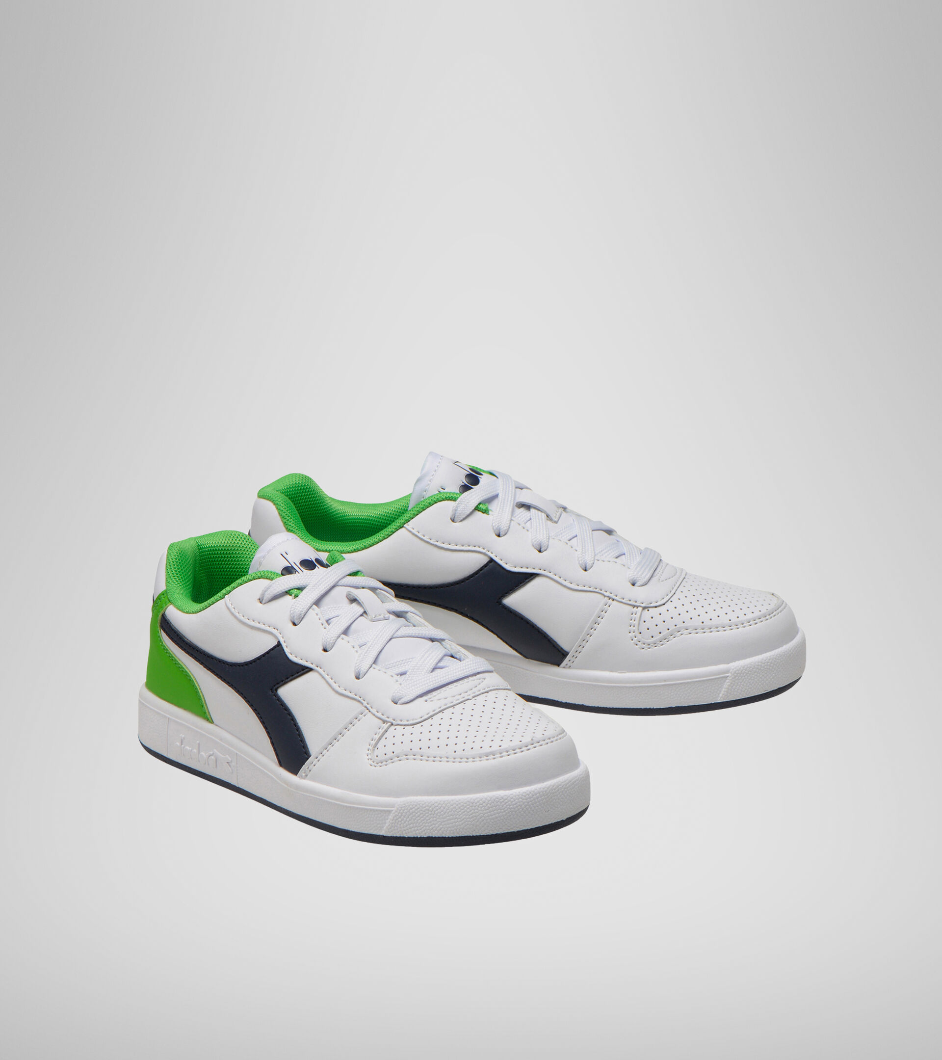 Sports shoes - Youth 8-16 years PLAYGROUND GS WHITE/BLACK IRIS/CLASSIC GREEN - Diadora
