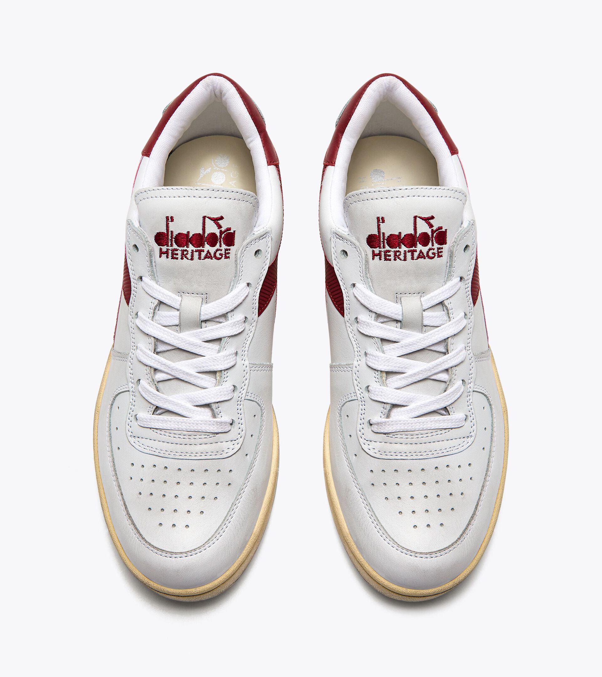 Chaussures Heritage - Gender neutral MI BASKET LOW USED BLANC/ROUGE GRENAT - Diadora