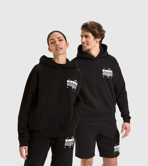 Sweatshirt mit Kapuze aus aufgerauter Baumwolle - Unisex HOODIE MANIFESTO SCHWARZ - Diadora