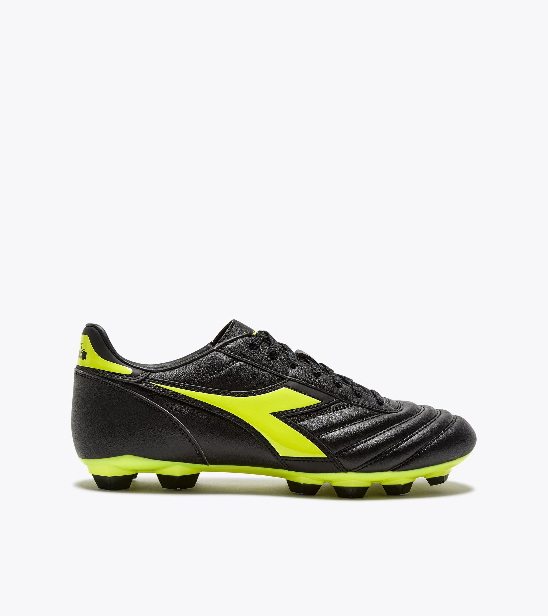 Fu&szlig;ballschuh f&uuml;r kompakte B&ouml;den - Herren
 BRASIL ICON R LPU SCHWARZ/FLUO GELB DD - Diadora