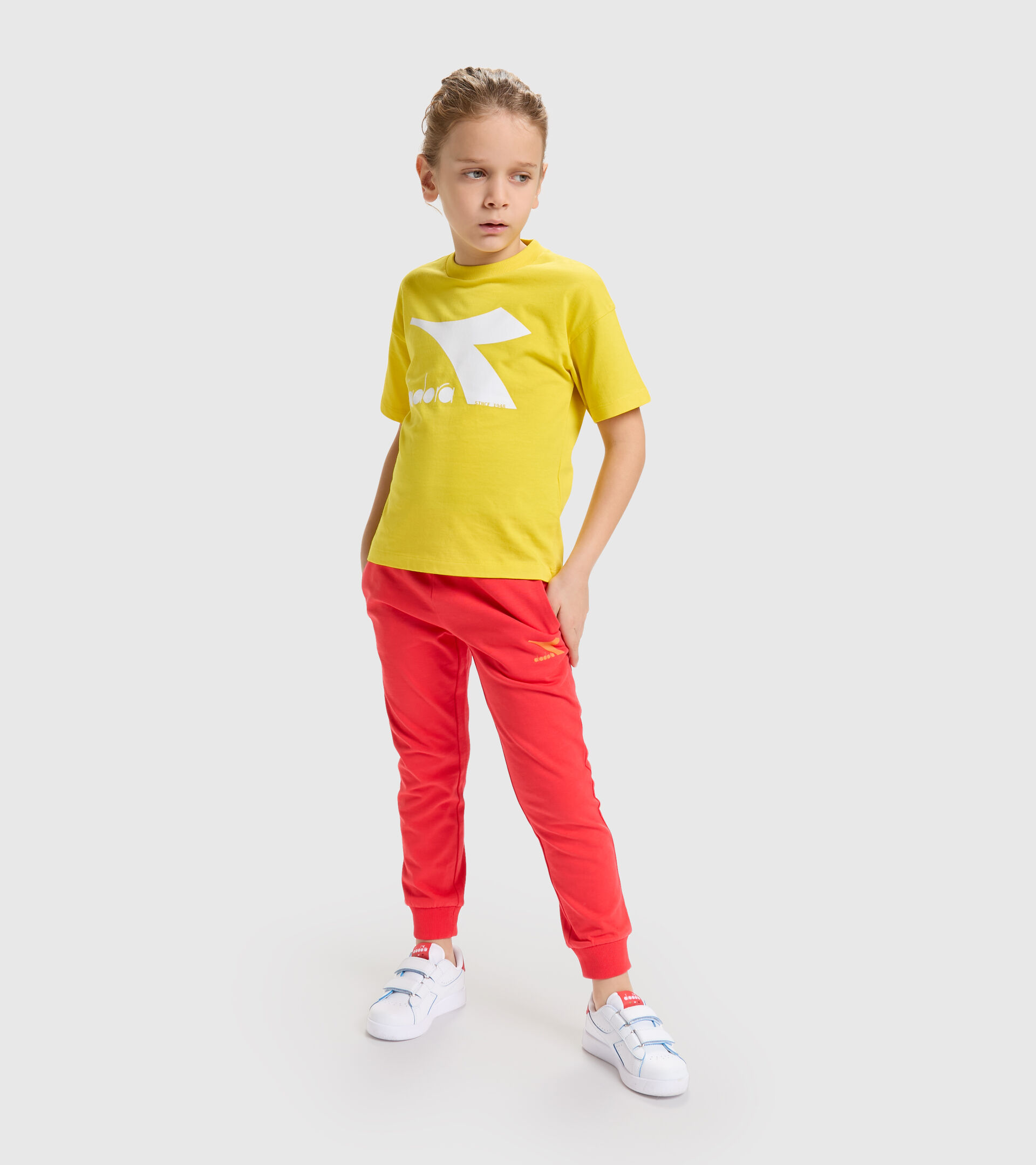 T-shirt en coton junior - Unisexe JU.T-SHIRT SS BL RAINBOW VERRE JAUNE - Diadora