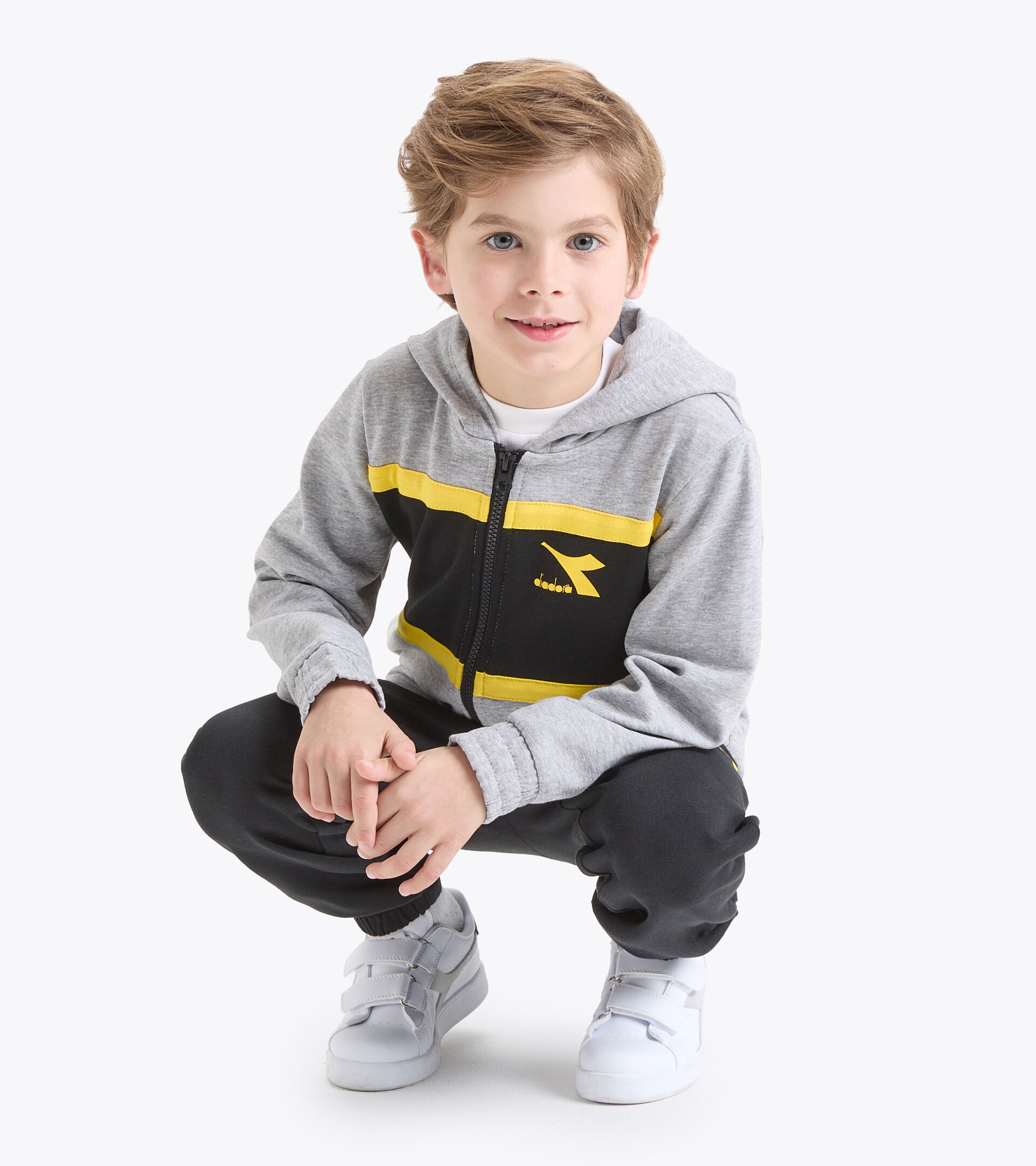 Survêtement junior - Garçon JB.TRACKSUIT HD FZ GRIS MOYEN CLAIR MELANGE - Diadora