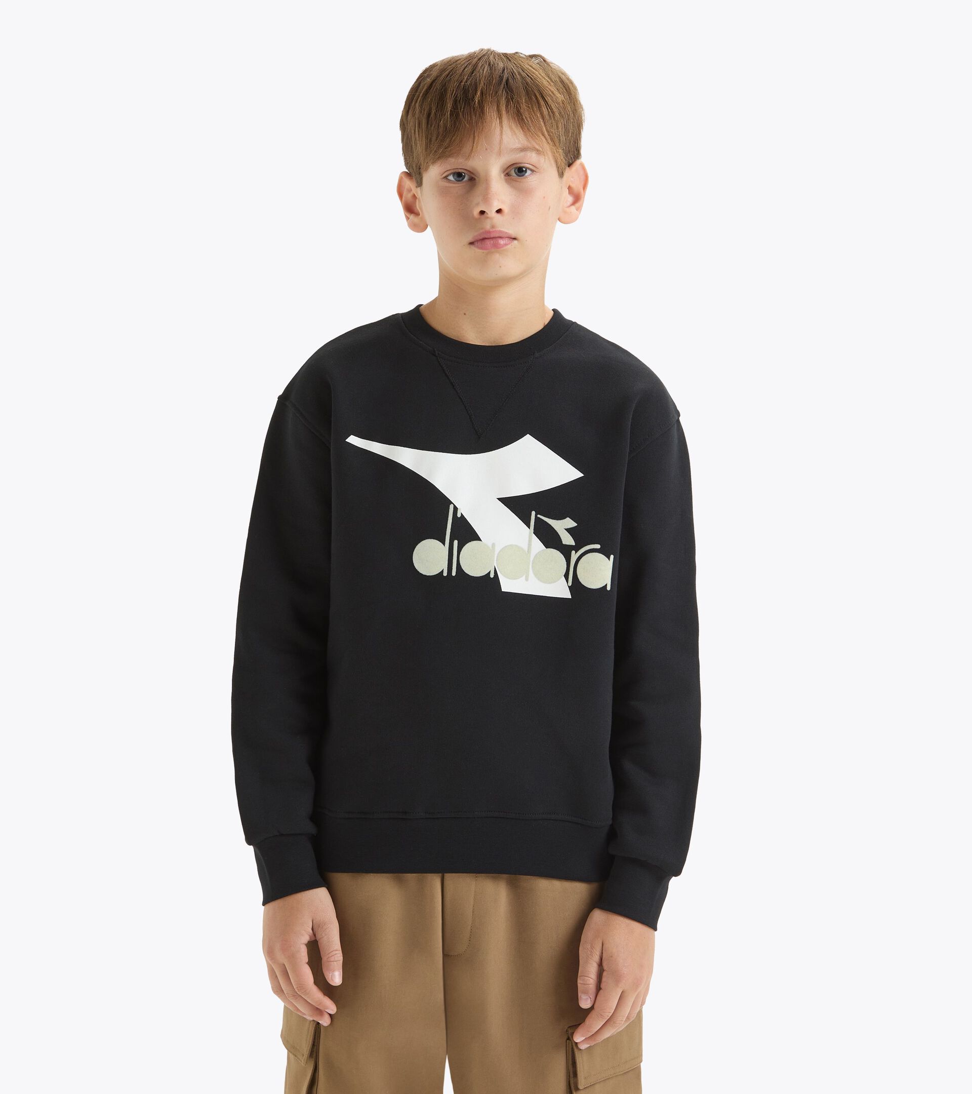 Felpa a girocollo - Bambino JB.SWEATSHIRT CREW LOGO FIR NERO - Diadora