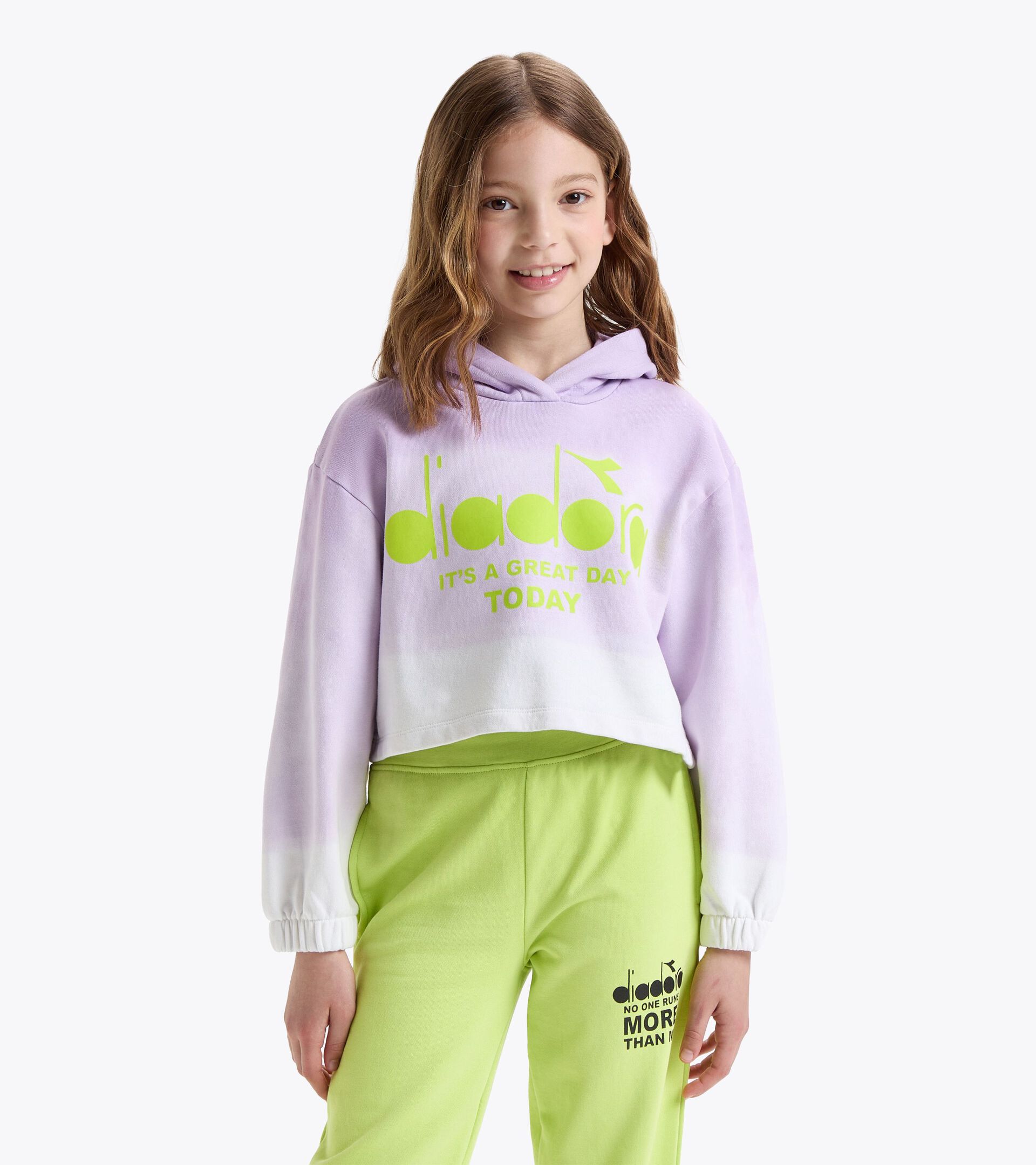 Sweat-shirt cropped à capuche - Fille JG.HOODIE CROP TIE DYE PALE LILAS - Diadora