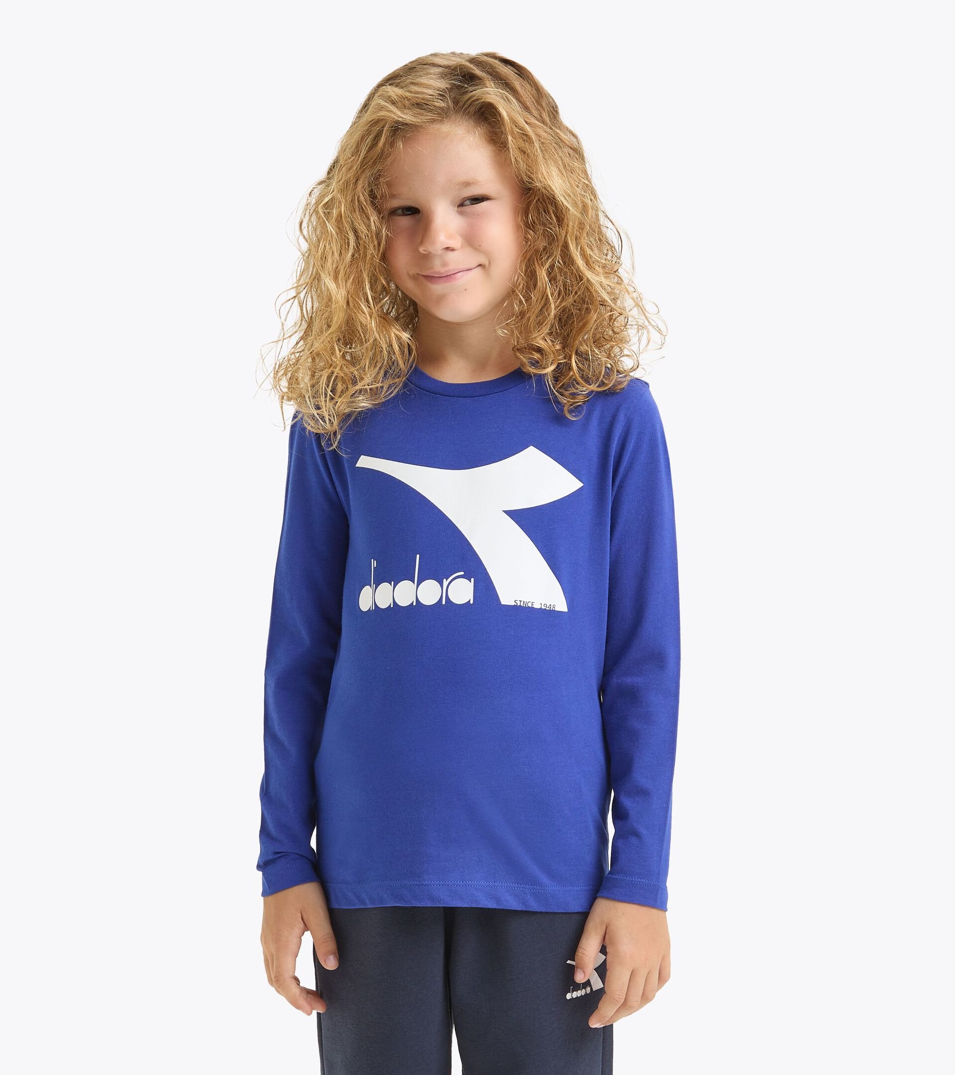 T-shirt à manches longues - Enfants JU. T-SHIRT LS CORE SURFER SUR LE WEB BLEU - Diadora