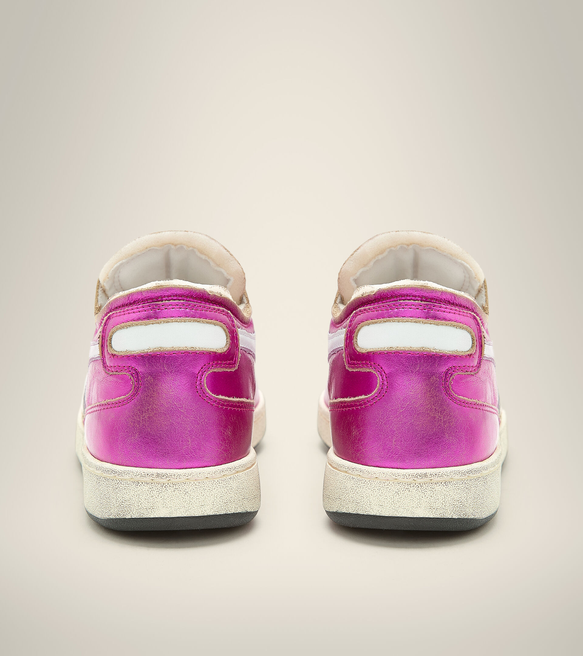 Heritage shoe - Women MI BASKET ROW CUT SILVER USED W FUCHSIA RED - Diadora