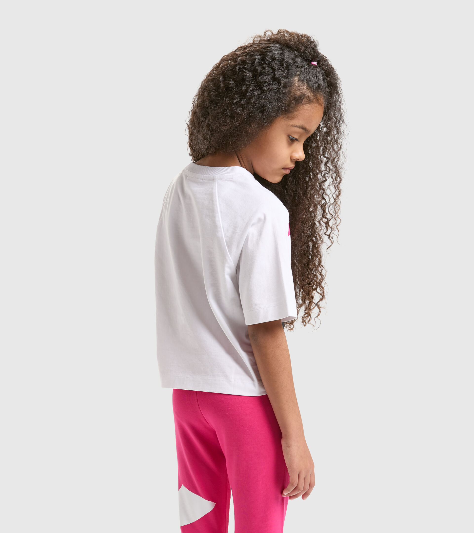 Cotton sports T-shirt - Girls JG.T-SHIRT SS POWER LOGO SHOCKING PINK - Diadora