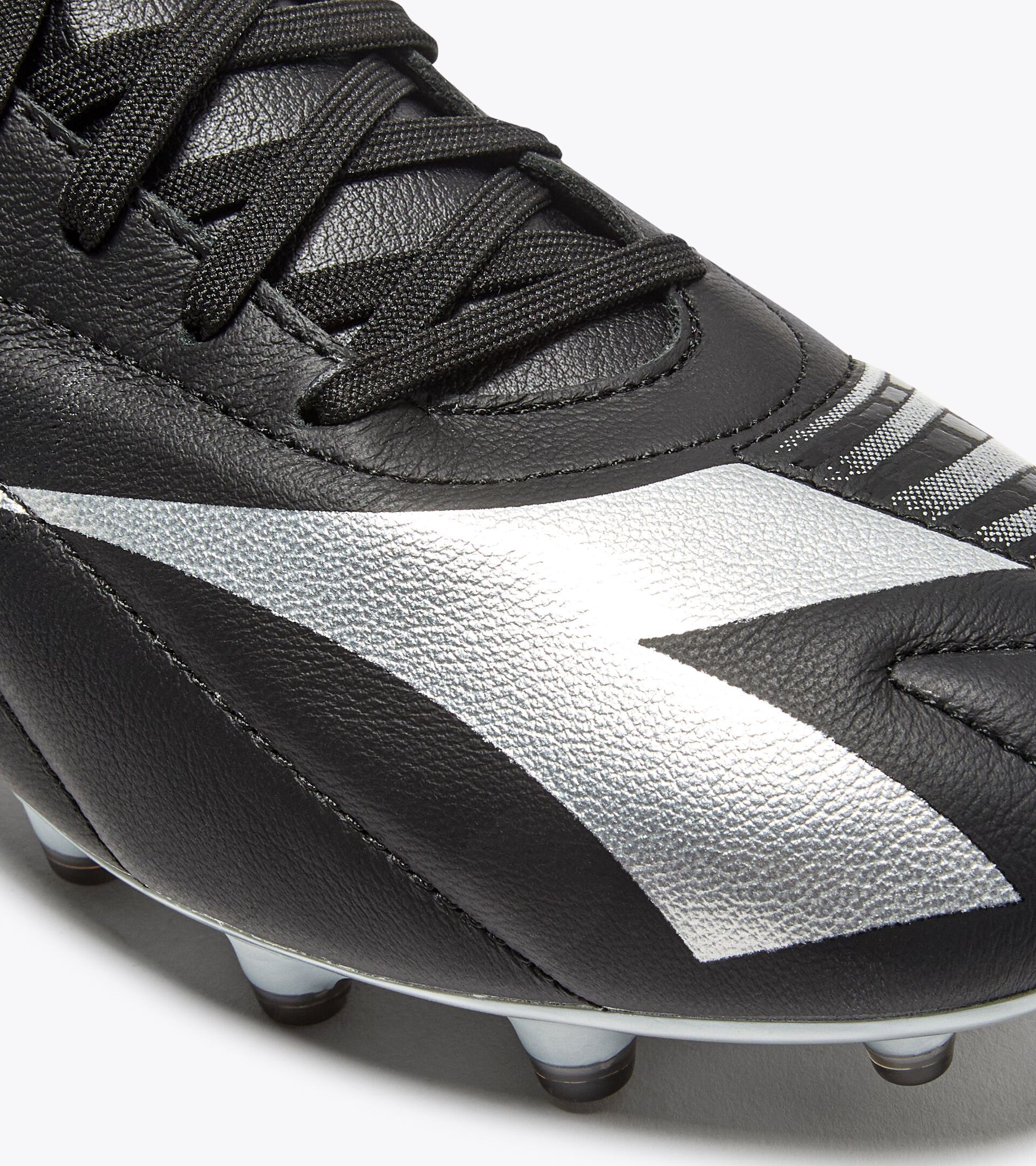 Leather calcio boots for firm ground - Men's MAXIMUS ELITE LT SLP12 BLACK /SILVER DD - Diadora