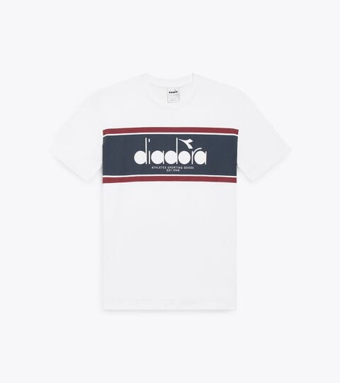 T-SHIRT SS LOGO, BIANCO OTTICO/ROSSO IMPERO T-Shirts - alle Geschlechter T-SHIRT SS LOGO BIANCO OTTICO/ROSSO IMPERO - Diadora