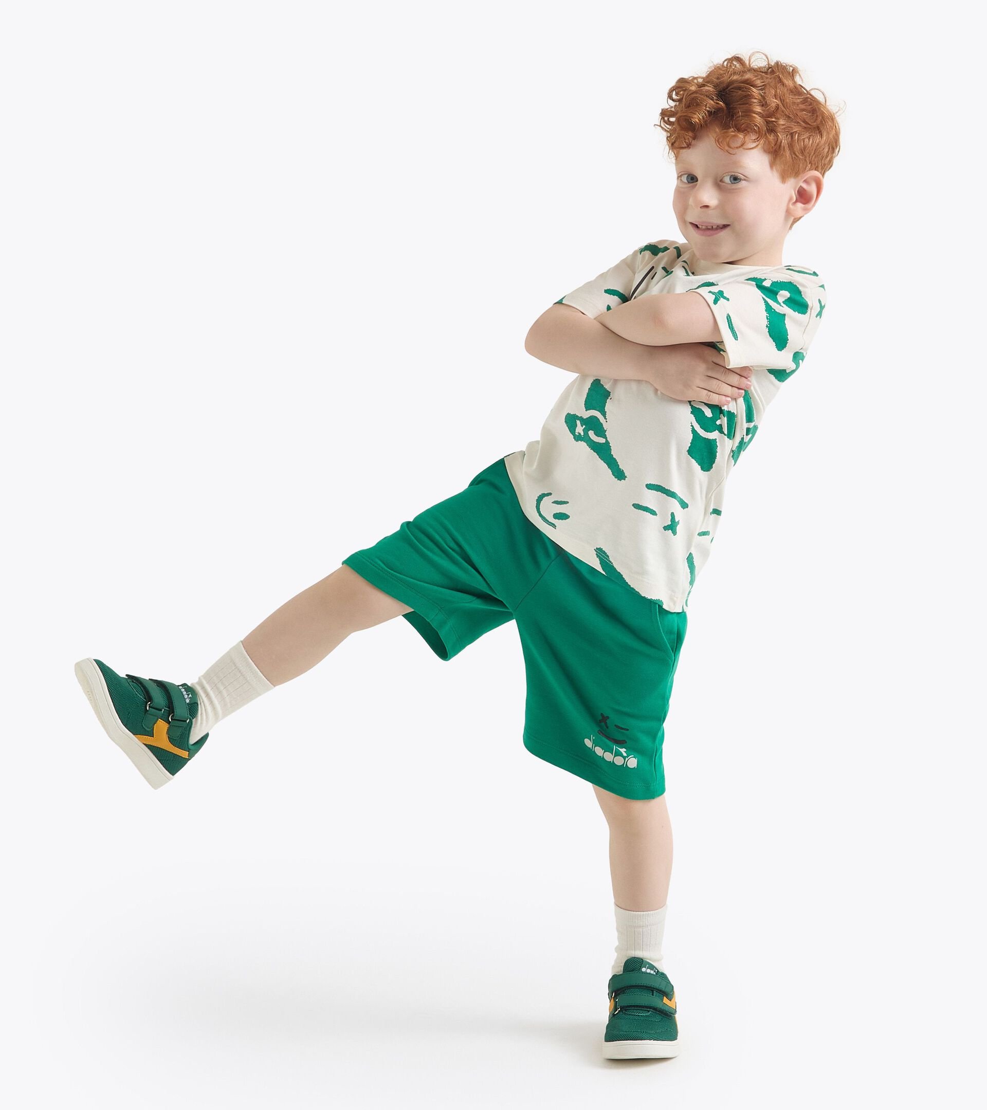 Sport suit - Fit comfort - Baby boy (2-7 years) JB. SET SMILE LOGO TD CREAM/GREEN - Diadora