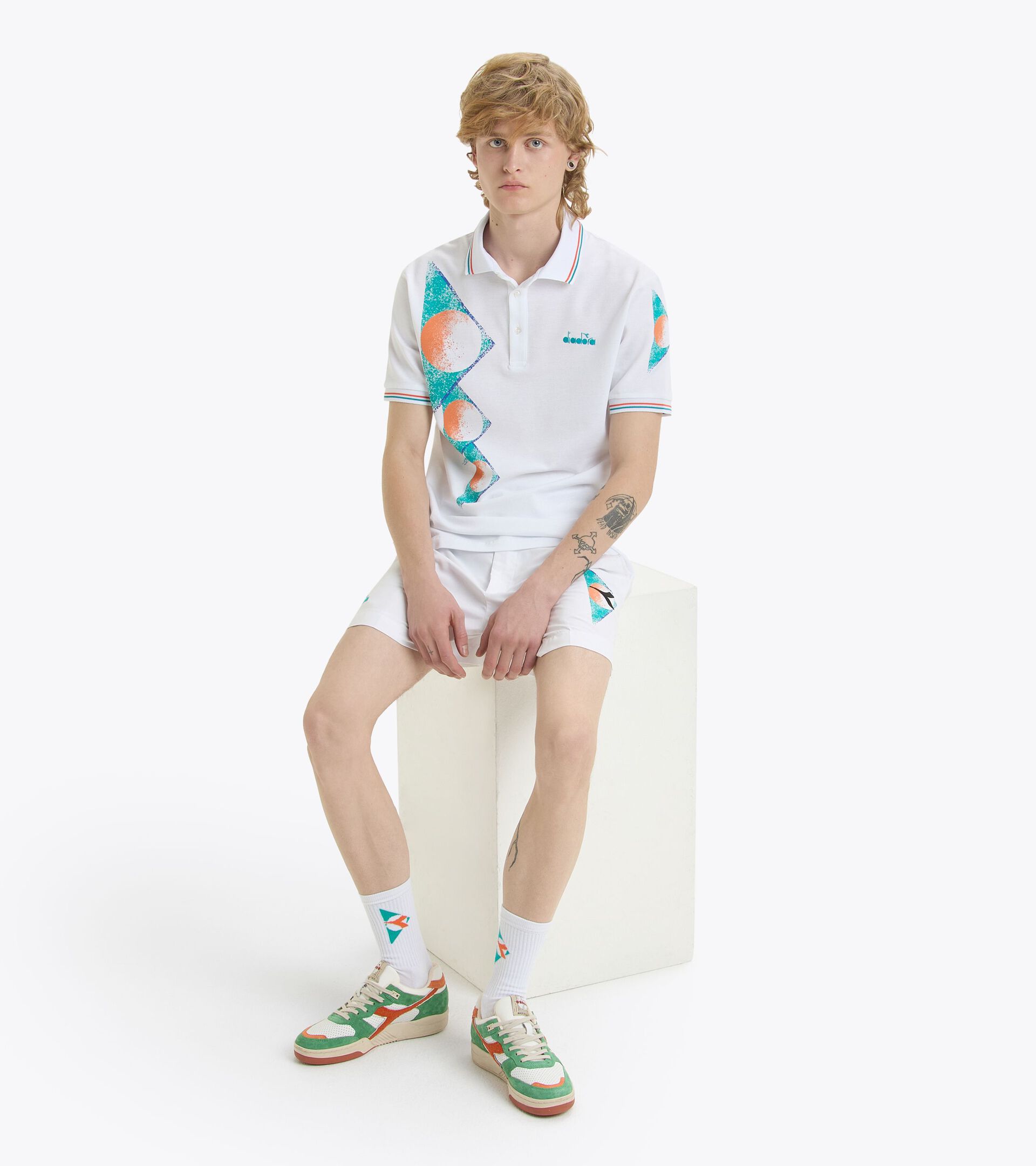 90s-inspired Polo shirt - Made in Italy - Men’s
 POLO SS TENNIS 90 OPTICAL WHITE - Diadora