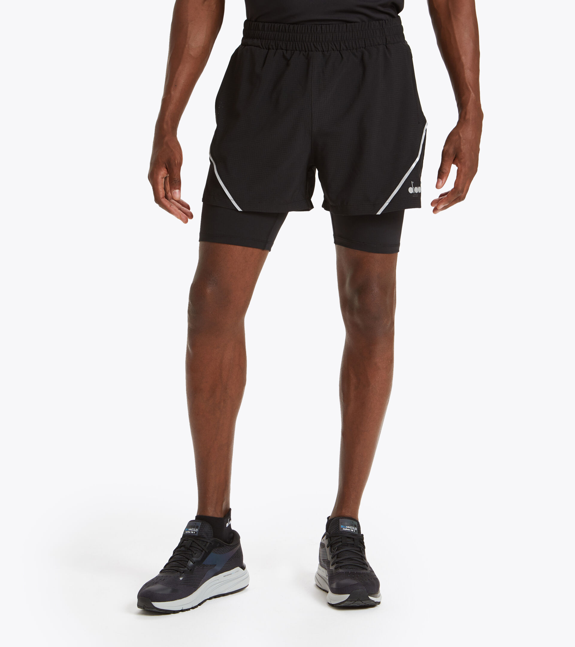 Running shorts - Men DOUBLE LAYER BERMUDA BLACK - Diadora
