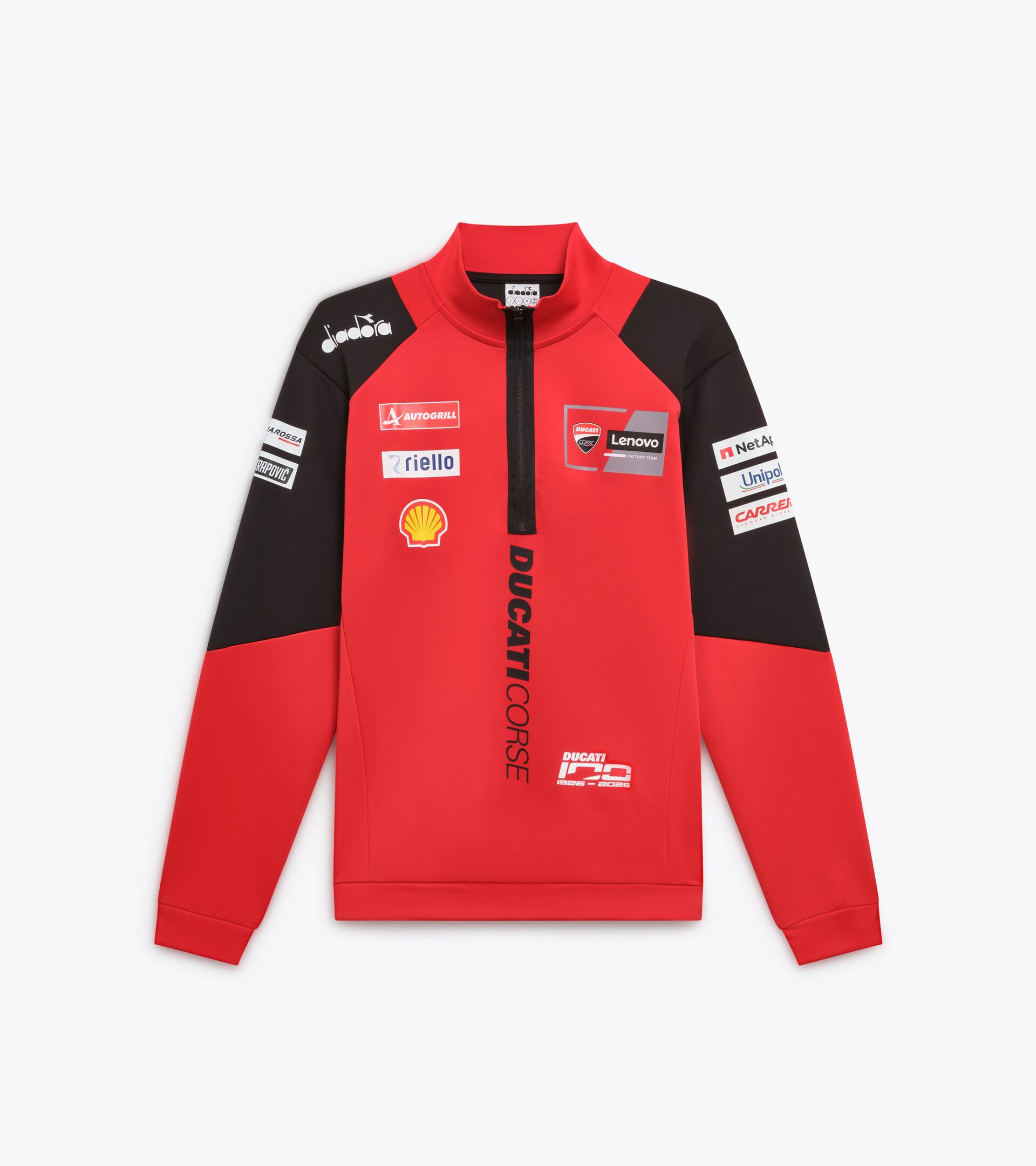 Sportliches Sweatshirt Replik Ducati MotoGP 2026 mit durchgehender Rei&szlig;verschluss - Herren HALF-ZIP DUCATI REPLICA MGP26 DUCATI MGP ROT/SCHWARZ - Diadora
