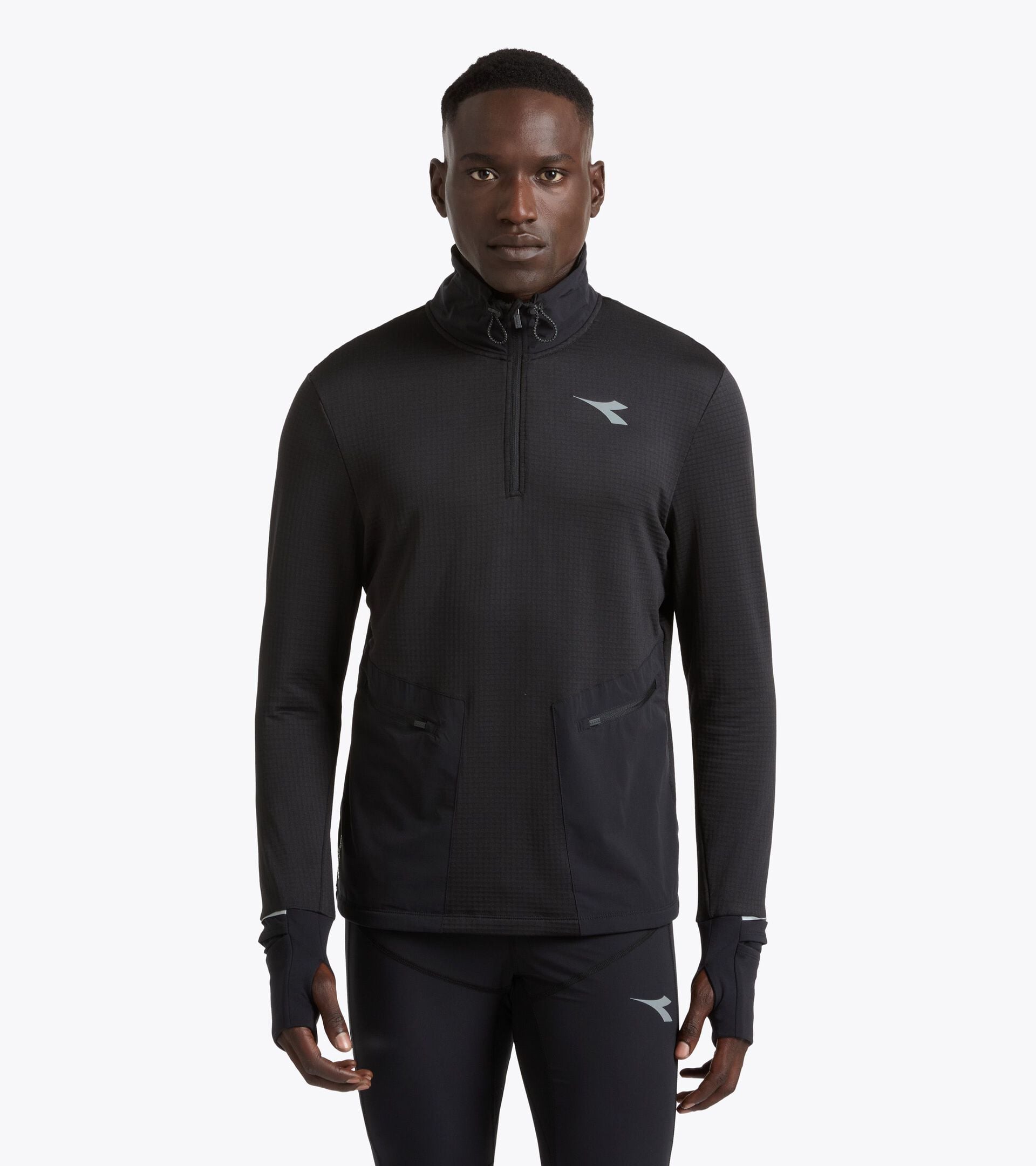 Thermoregulating Fleece with FIBRAZERO Yarns - Running Winter Protection - Men&rsquo;s WARM UP WINTER FIBRAZERO BLACK - Diadora