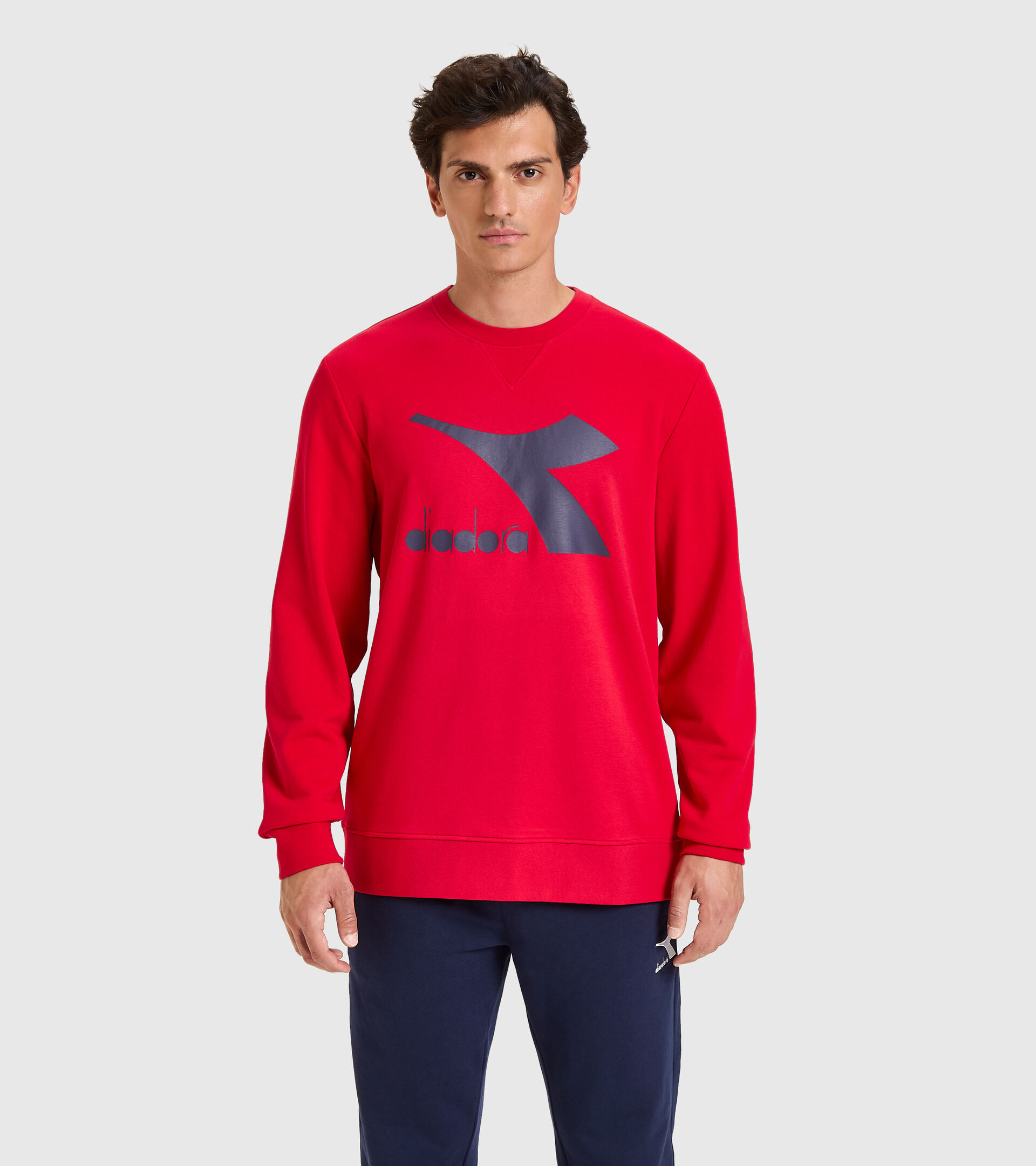 Sweater mit Rundhalsausschnitt - Herren SWEATSHIRT CREW LOGO CHROMIA TANGOROT - Diadora