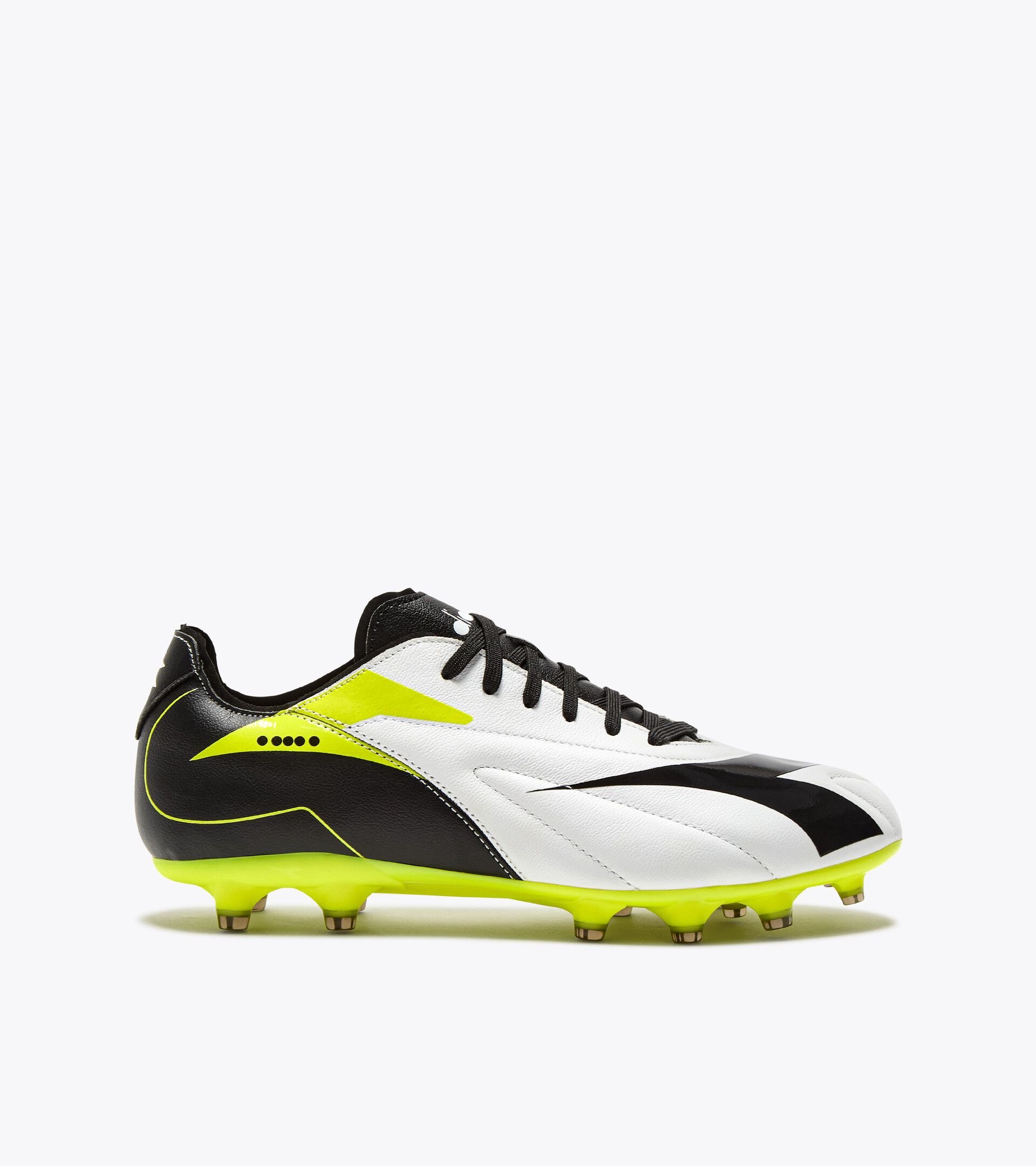Leather calcio boots for firm grounds - All-gender MAXIMUS ICON LT SLP12 BLACK/WHITE/YELLOW FL DD - Diadora