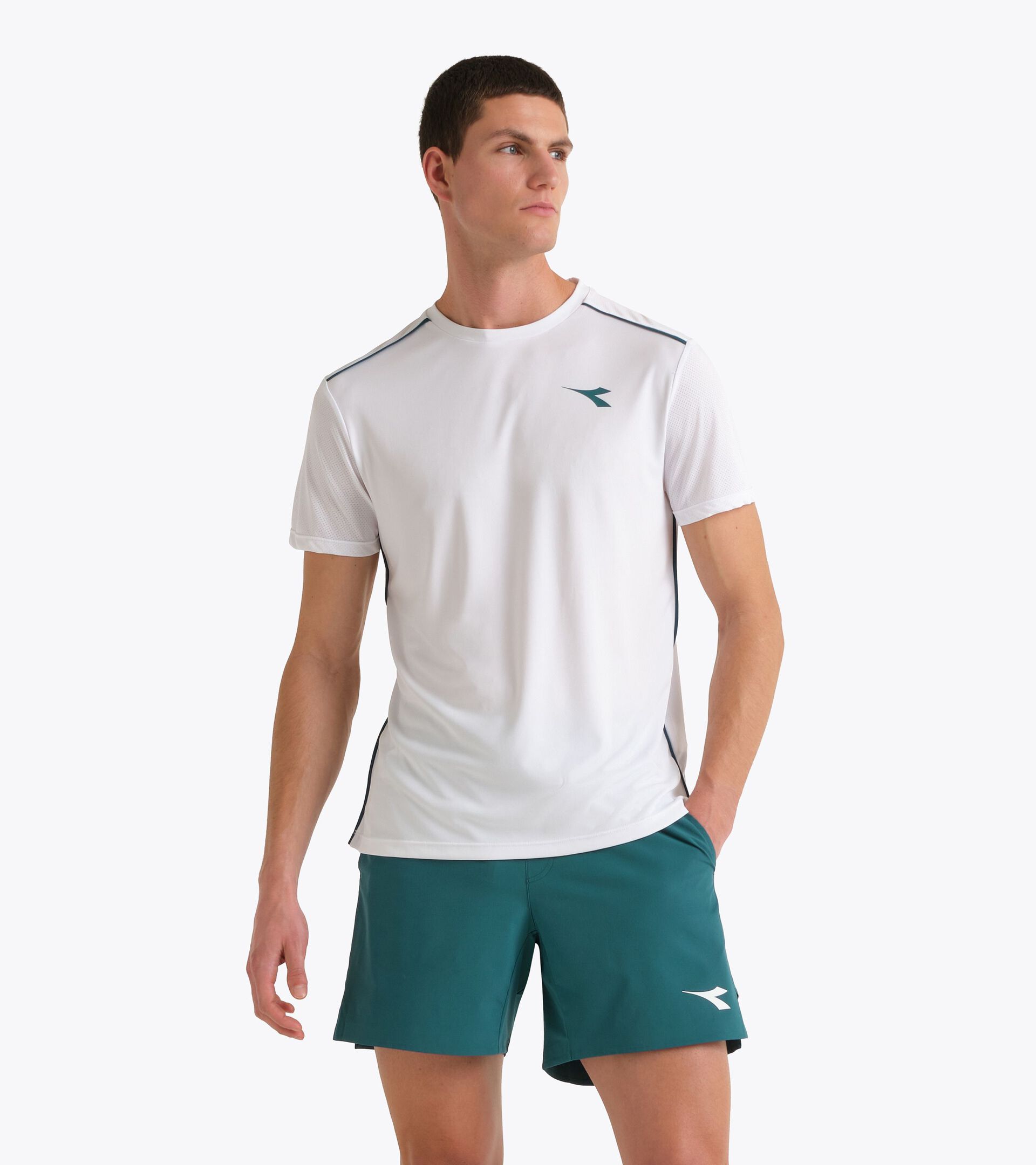 Tennis T-shirt - Men&rsquo;s SS T-SHIRT COURT OPTICAL WHITE - Diadora