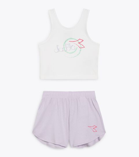 JG. SET ESSENTIAL SPORTS SL, OPTICAL WHITE Sports set - Tank top and shorts - Girls JG. SET ESSENTIAL SPORTS SL OPTICAL WHITE - Diadora