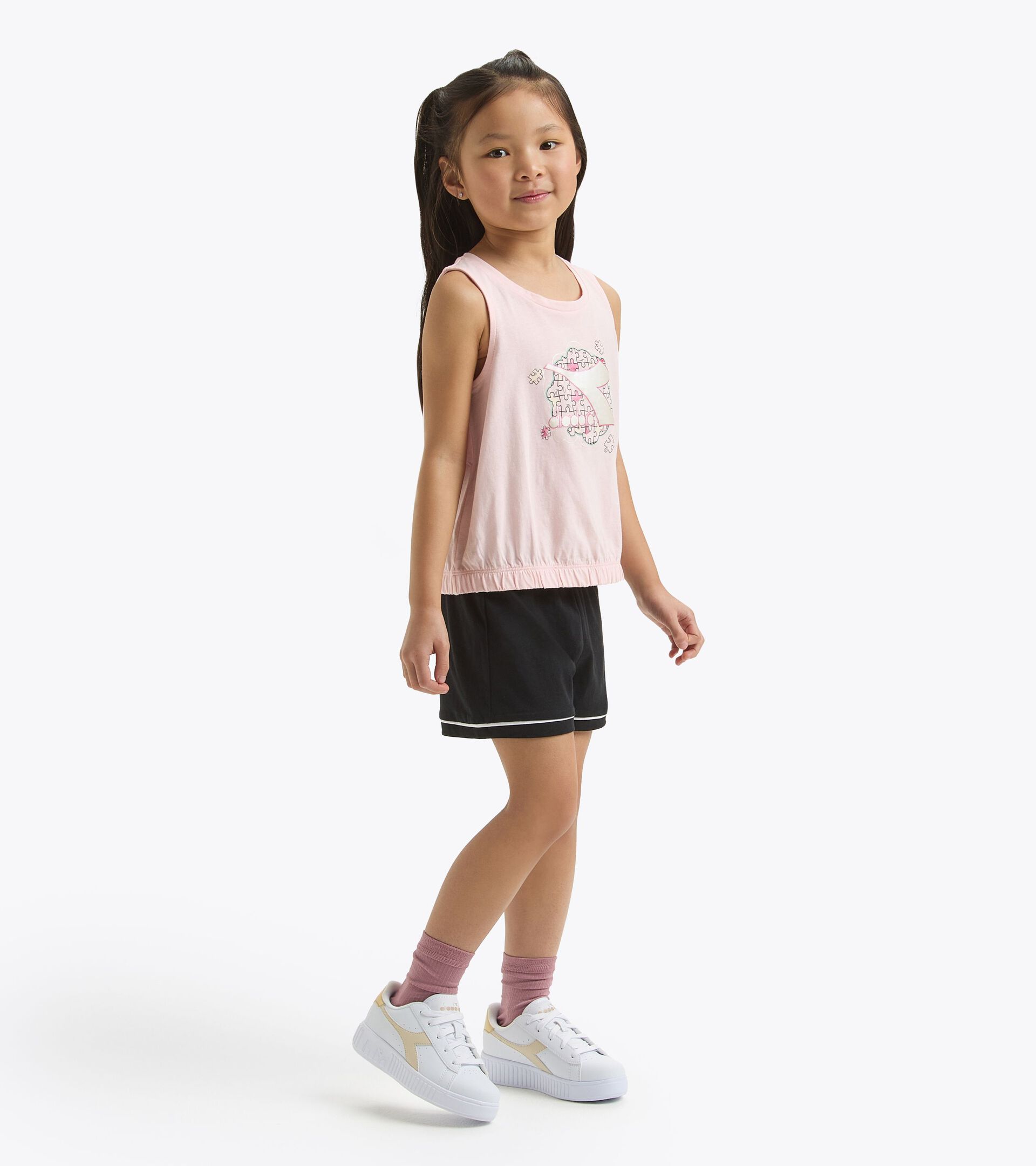 Ensemble de sport - Débardeur et short - Ado fille JG. SET SS PUZZLES ROSE CORNOUILLER - Diadora