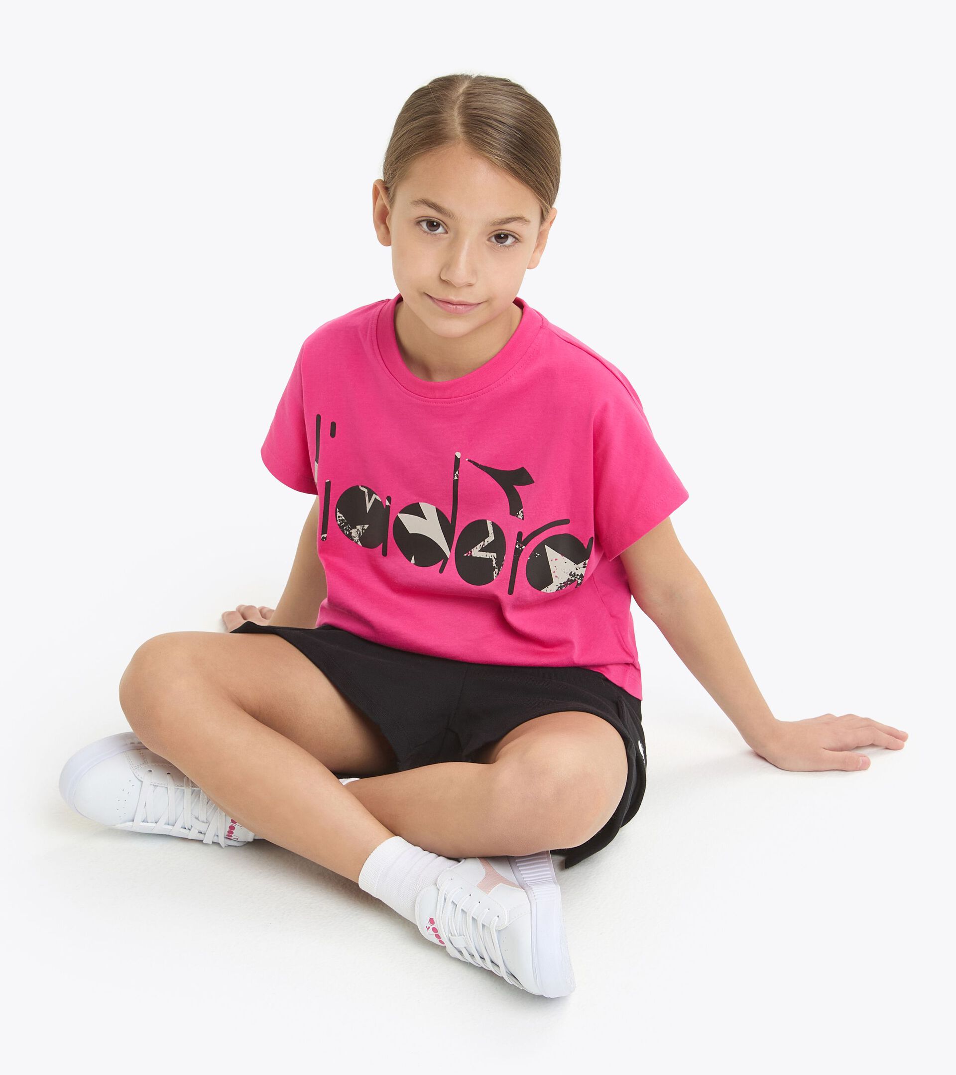 Cropped t-shirt - Boxy fit - Girl
 JG. T-SHIRT STARS BOUGANVILLE PINK - Diadora