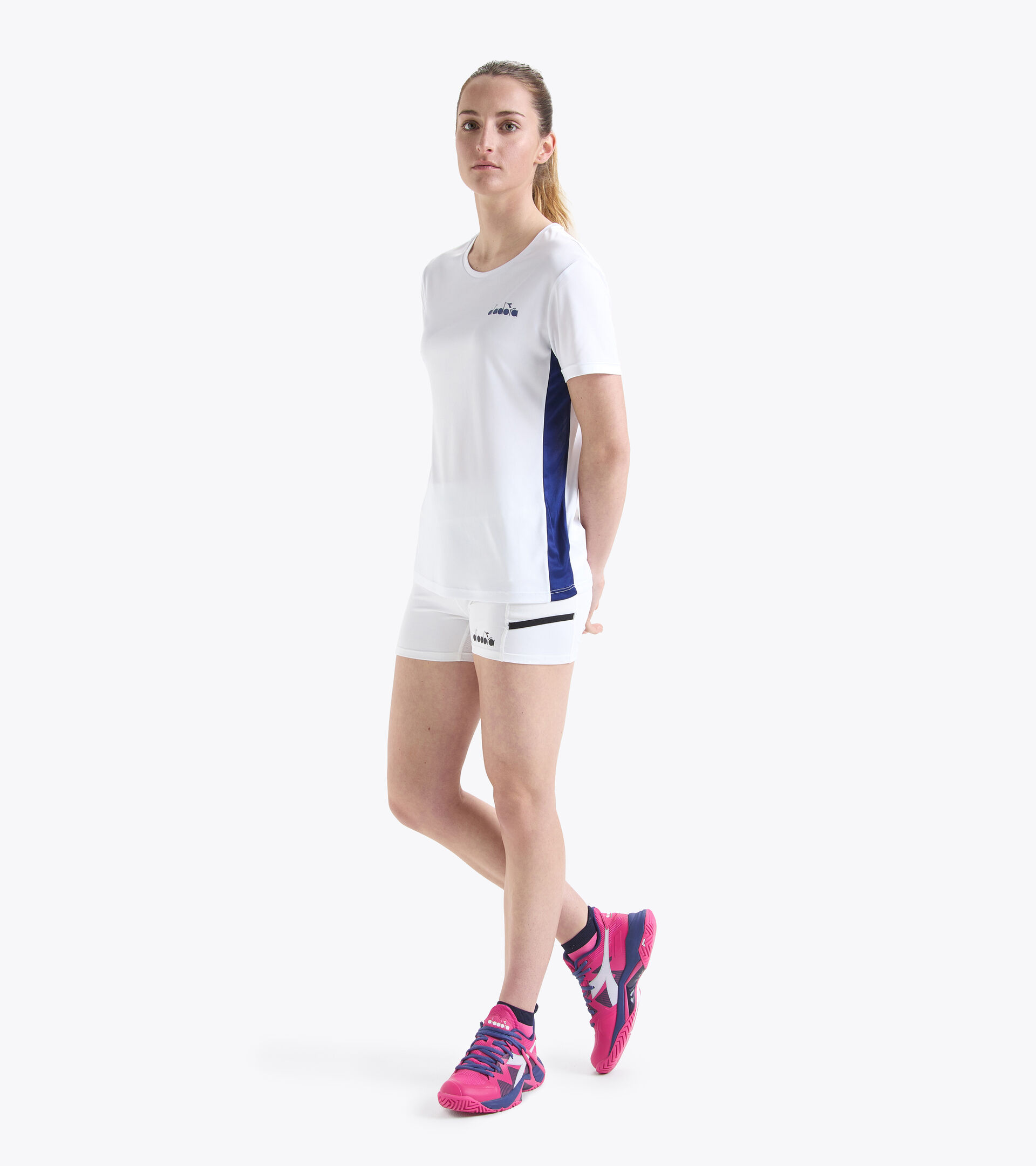 Tennis-Shorts - Damen L. SHORT TIGHTS POCKET STRAHLEND WEISSE - Diadora