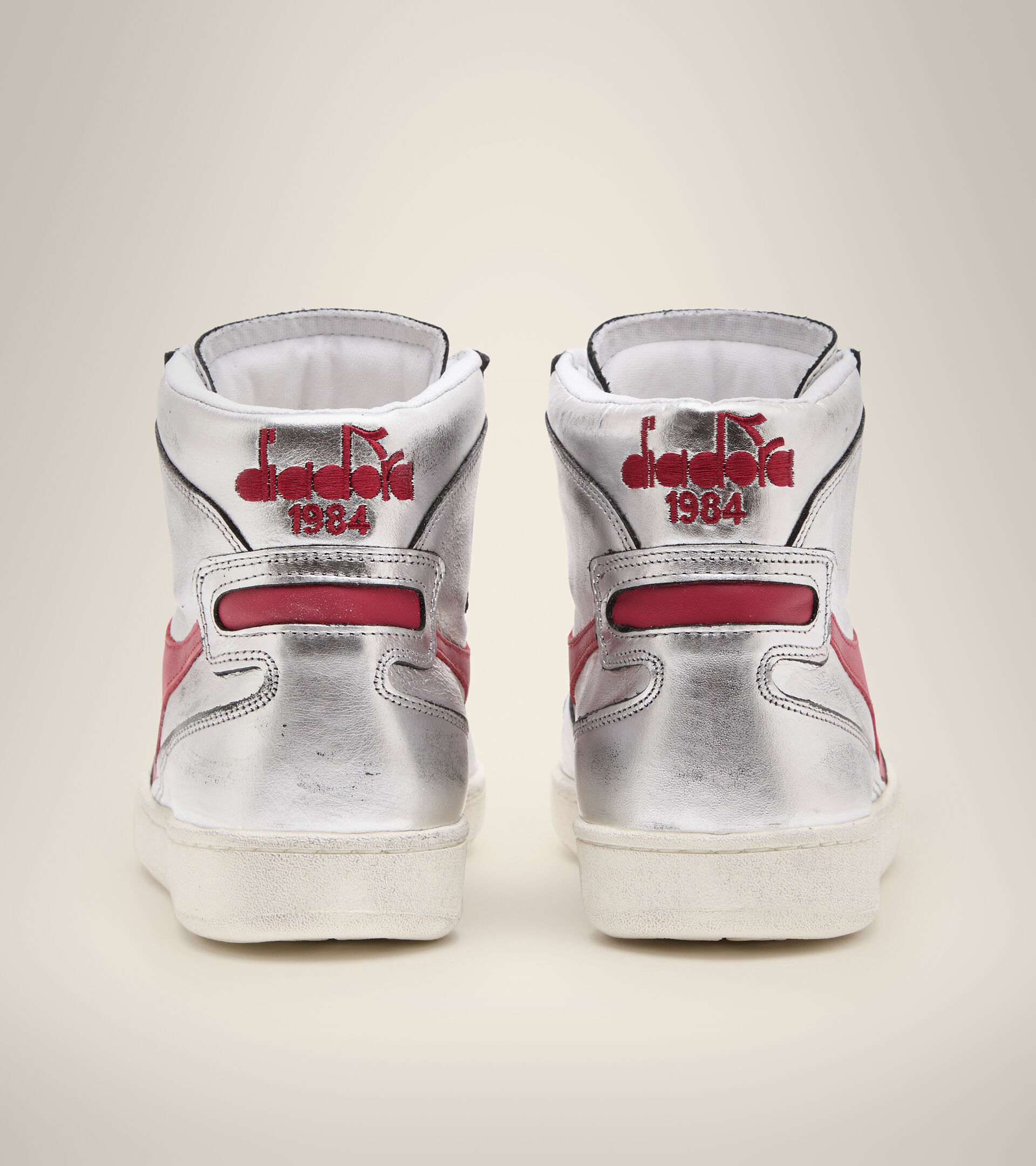 Footwear Heritage DONNA MI BASKET SILVER USED W ARGENTO/ROSSO Diadora