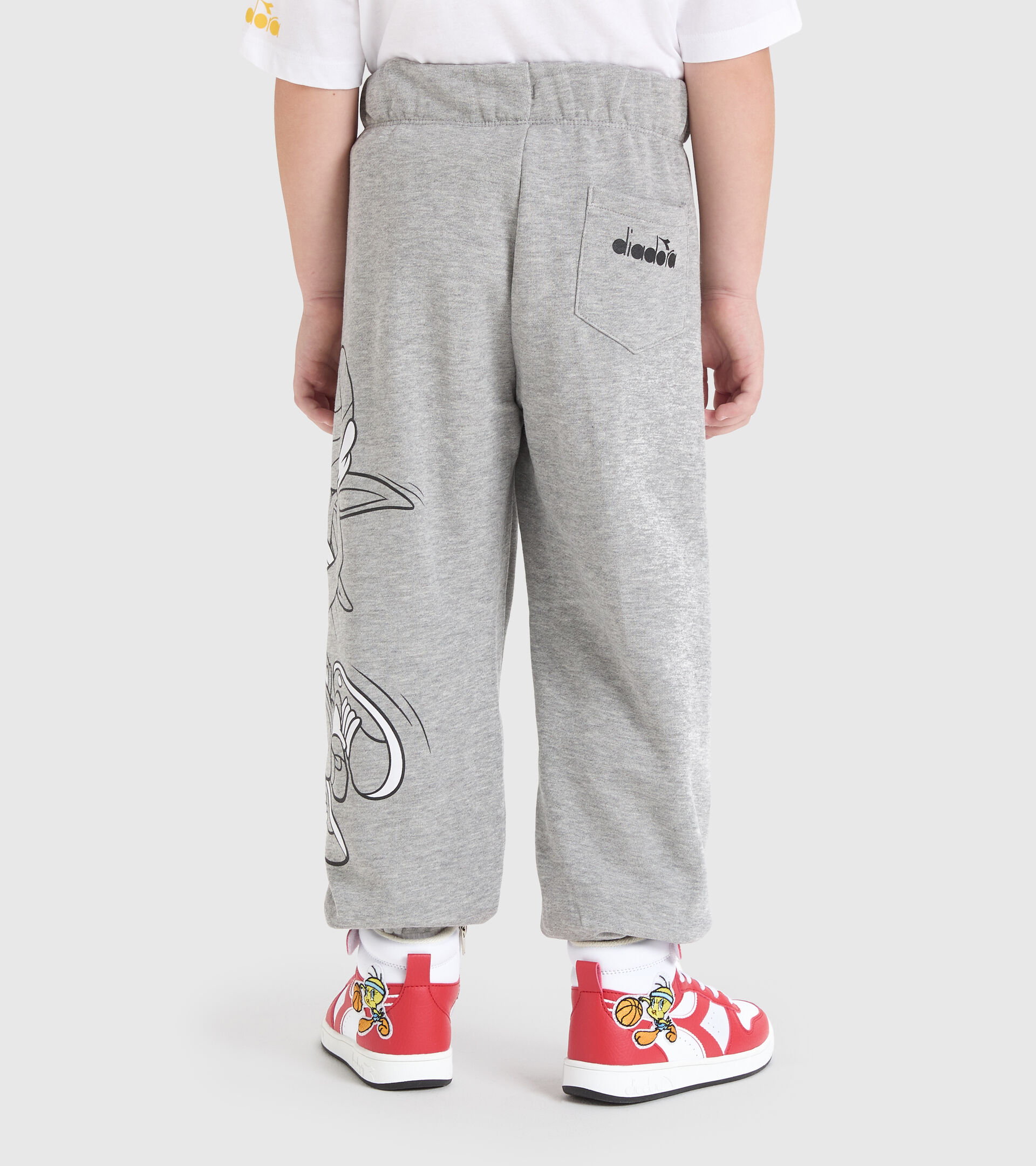 Pantalon jogger en molleton de coton - Enfant JU.JOGGER PANT WB GRIS MOYENNE CLAIR MELANGE - Diadora