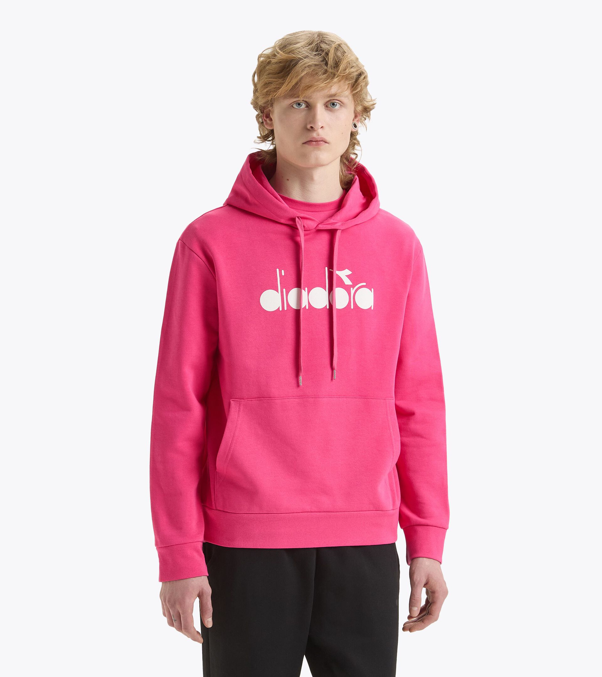 Sporty hoodie - Made in Italy - Gender Neutral HOODIE LOGO PINK SORBET - Diadora