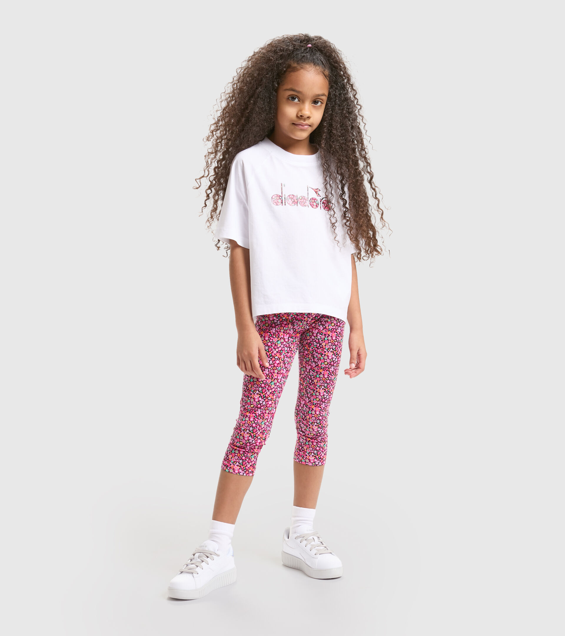 Stretch cotton jersey sports leggings - Girls JG.LEGGINGS BLOSSOM FUCHSIA PURPLE/BLACK - Diadora