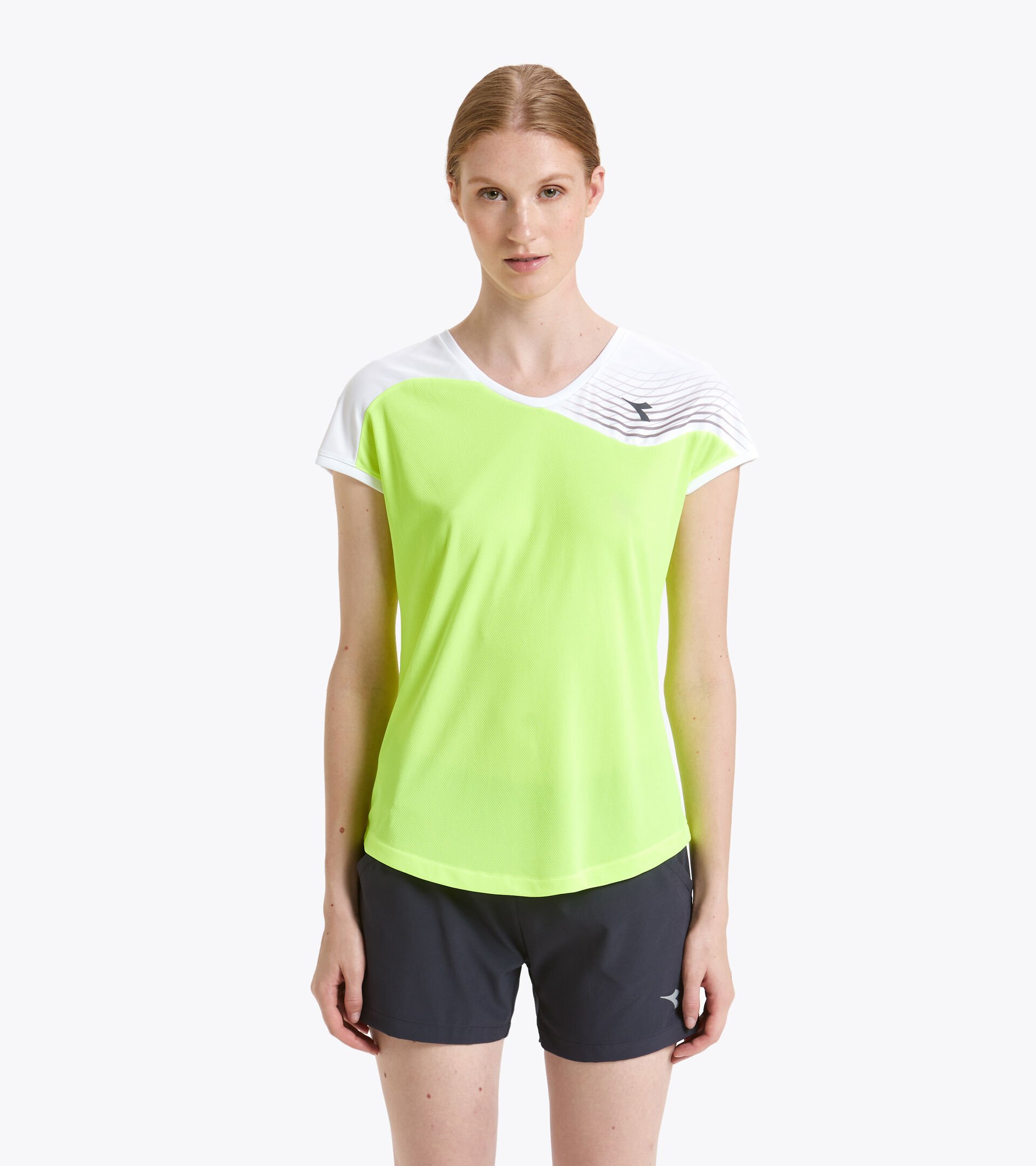 T-shirt de tennis - Femme L. T-SHIRT COURT JAUNE FLUO DD - Diadora