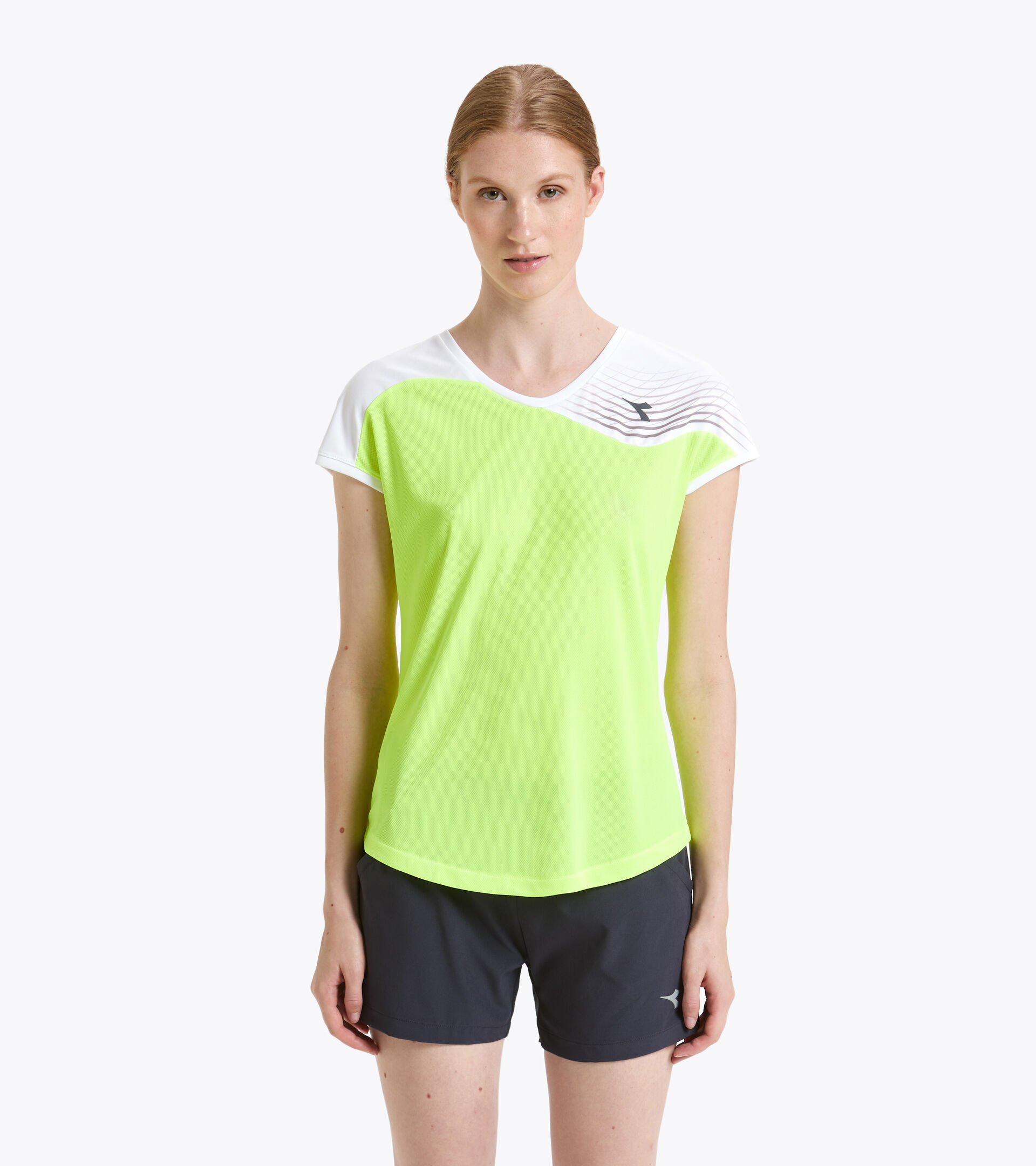 Camiseta de tenis - Mujer L. T-SHIRT COURT AMARILLO FLUO DD - Diadora