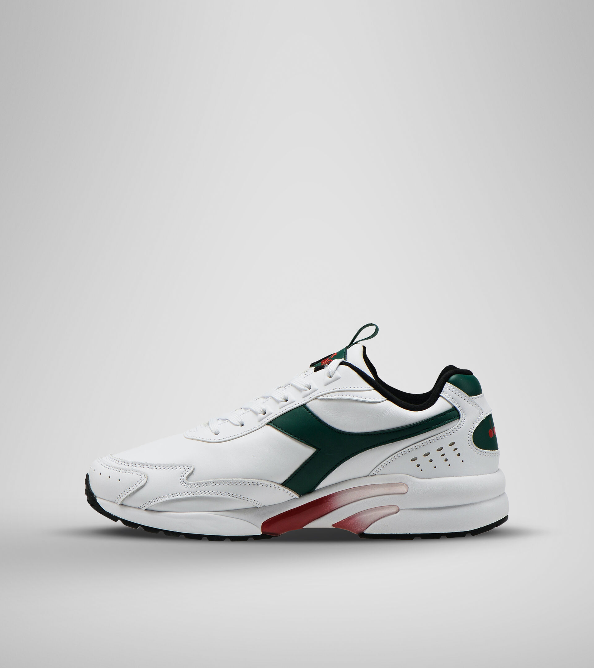 Sports shoe - Unisex DISTANCE 280 LEATHER WHITE/GREEN EVERGREEN - Diadora
